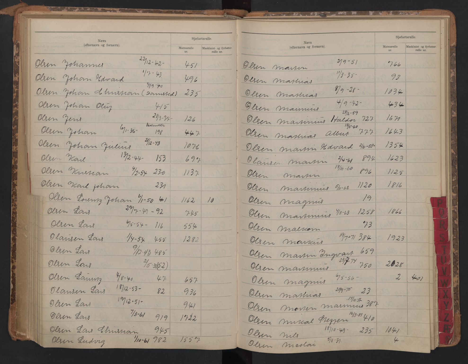 Horten innrulleringskontor, AV/SAKO-A-785/G/Ga/L0002: Register for sjøfartsrulle, 1860-1948, p. 98