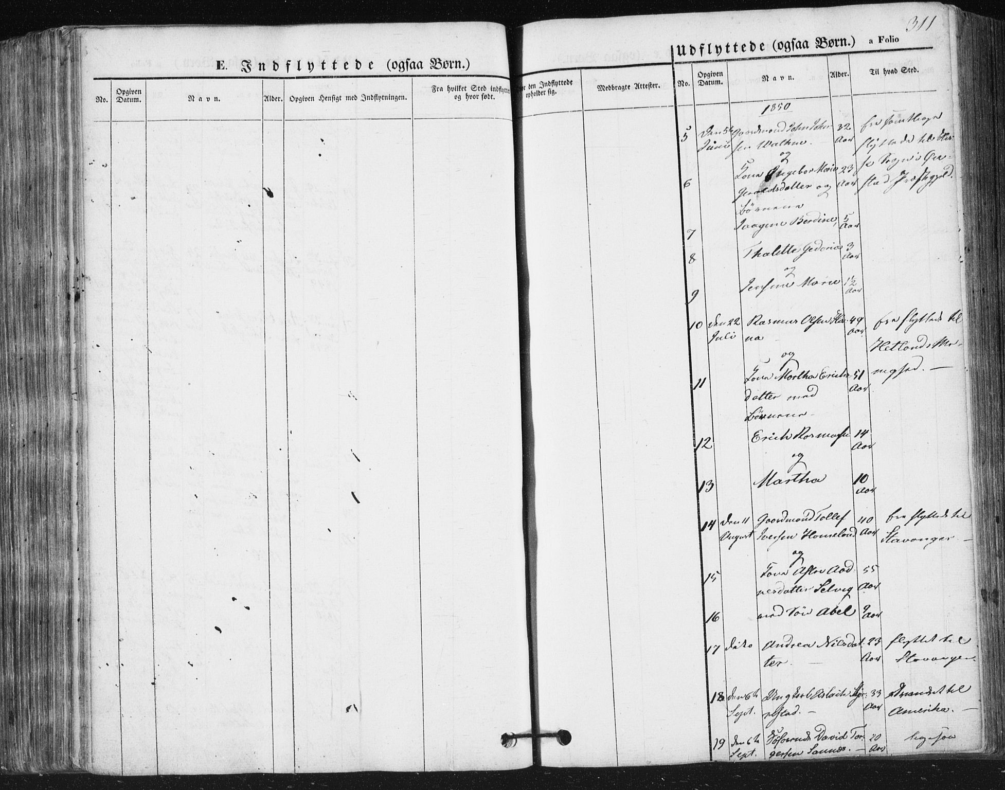 Høyland sokneprestkontor, SAST/A-101799/001/30BA/L0008: Parish register (official) no. A 8, 1841-1856, p. 311