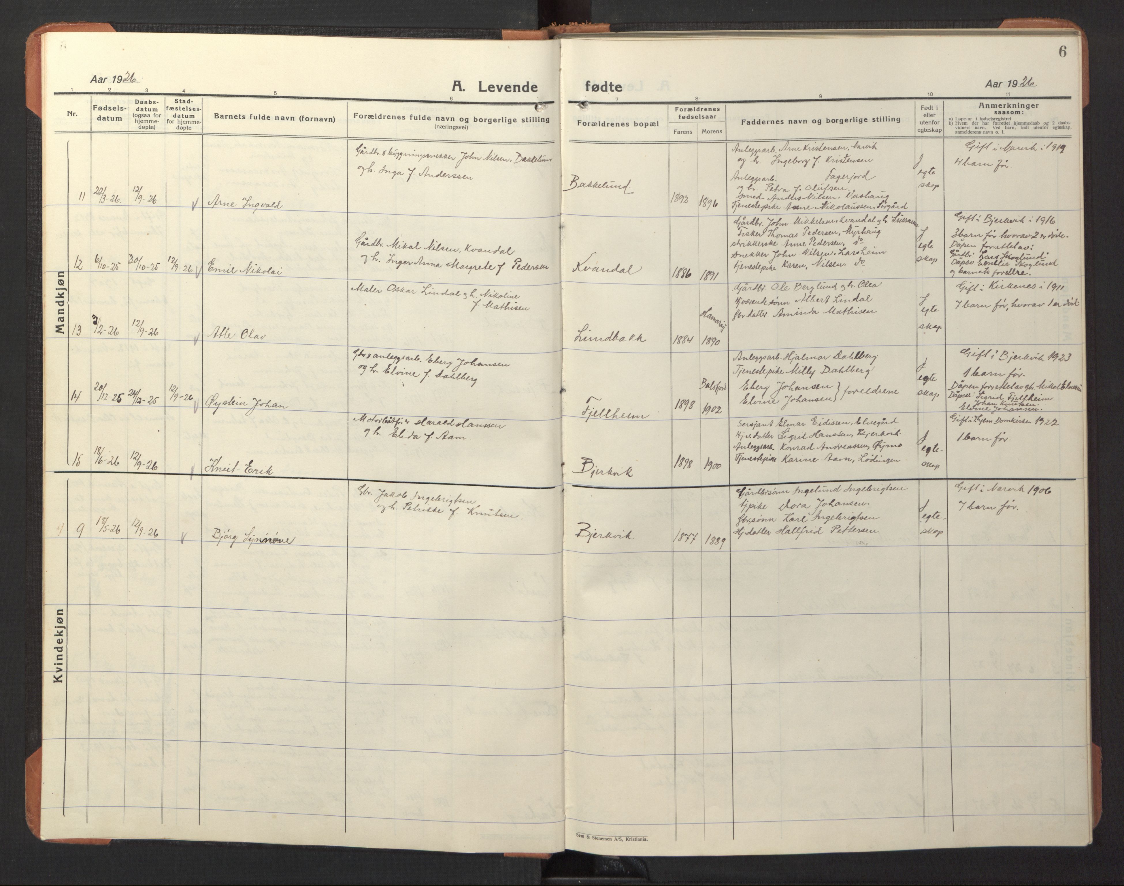 Ministerialprotokoller, klokkerbøker og fødselsregistre - Nordland, AV/SAT-A-1459/868/L0970: Parish register (copy) no. 868C02, 1926-1952, p. 6