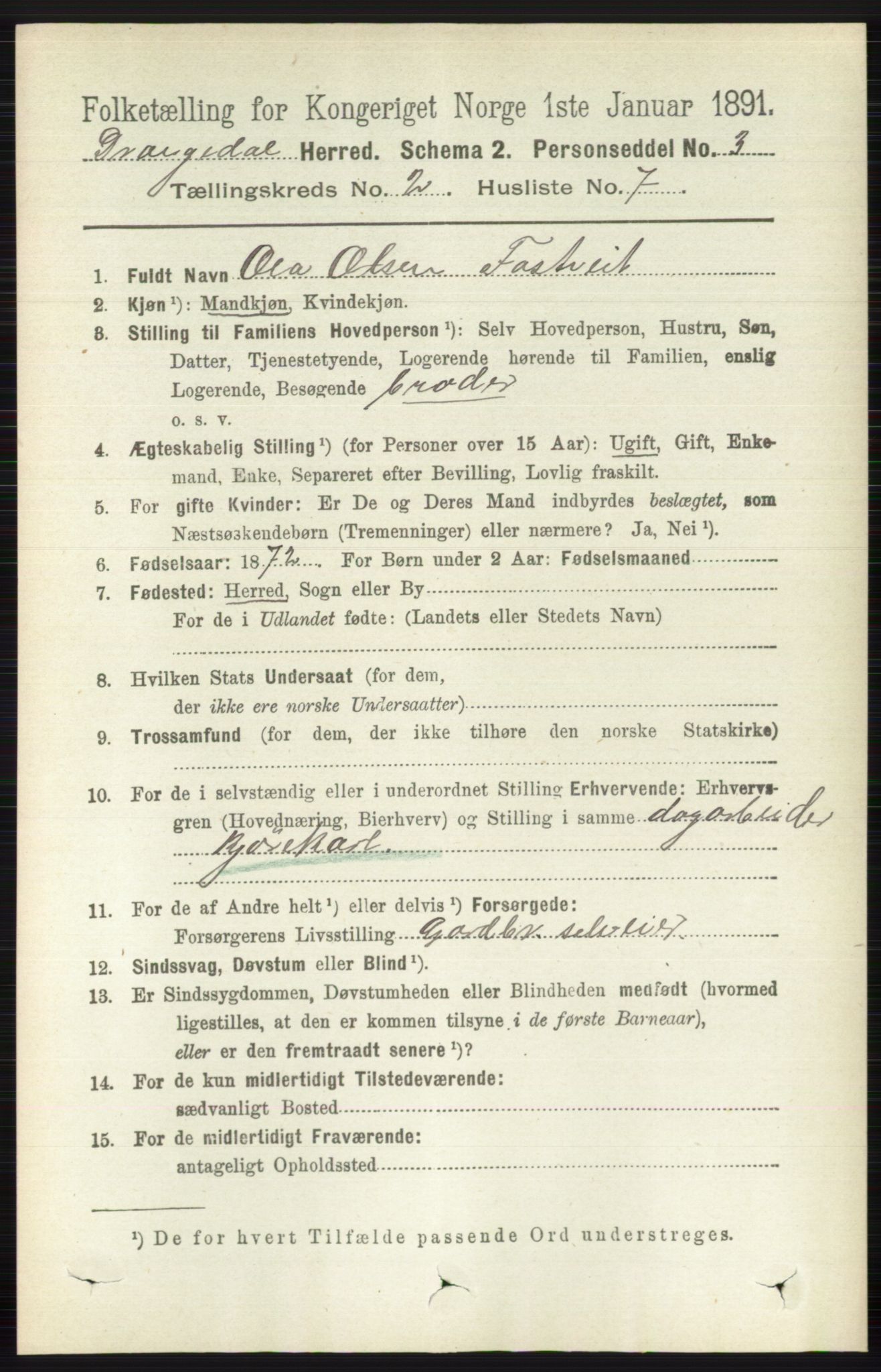 RA, 1891 census for 0817 Drangedal, 1891, p. 518
