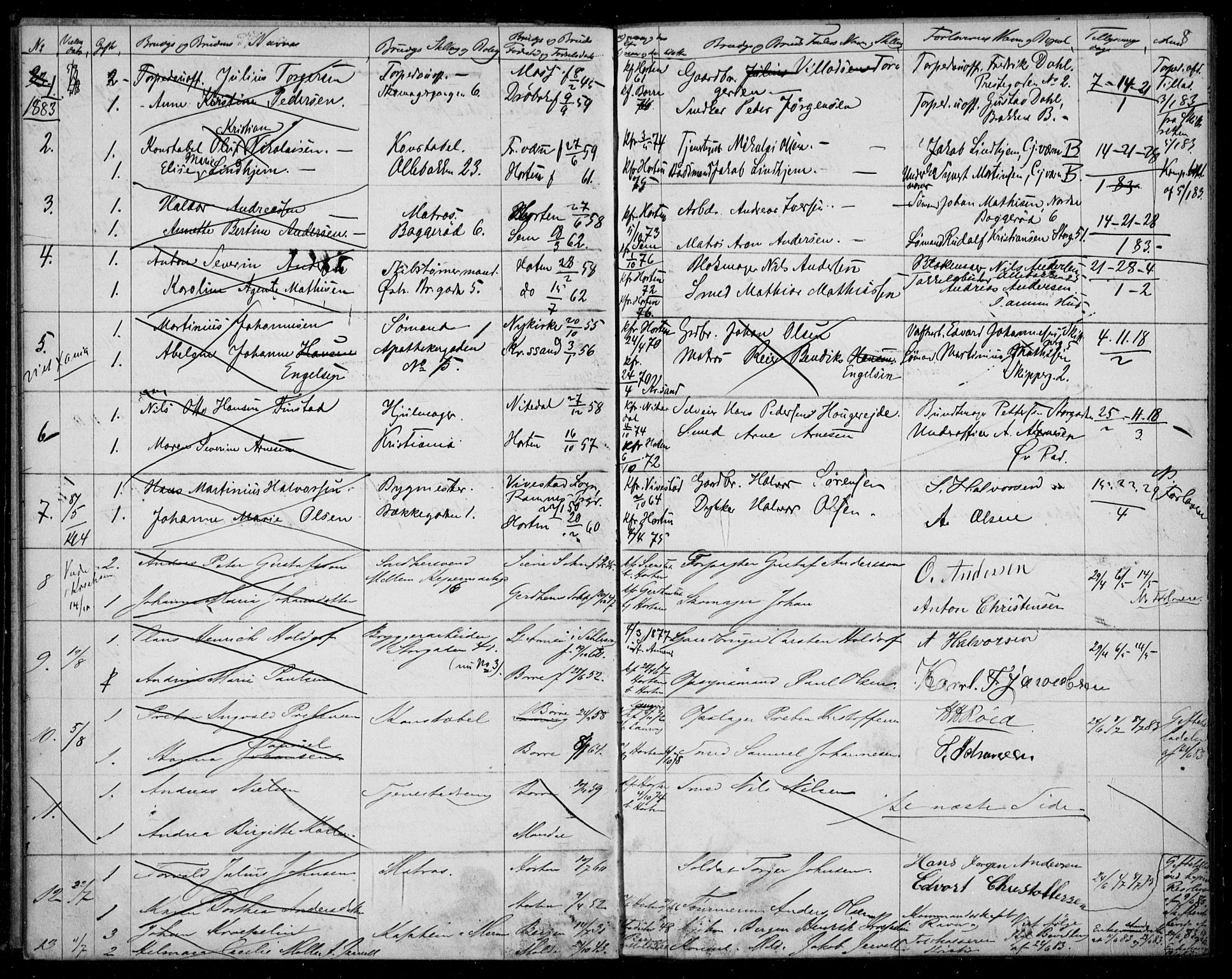 Horten kirkebøker, AV/SAKO-A-348/H/Ha/L0002: Banns register no. 2, 1881-1891, p. 8