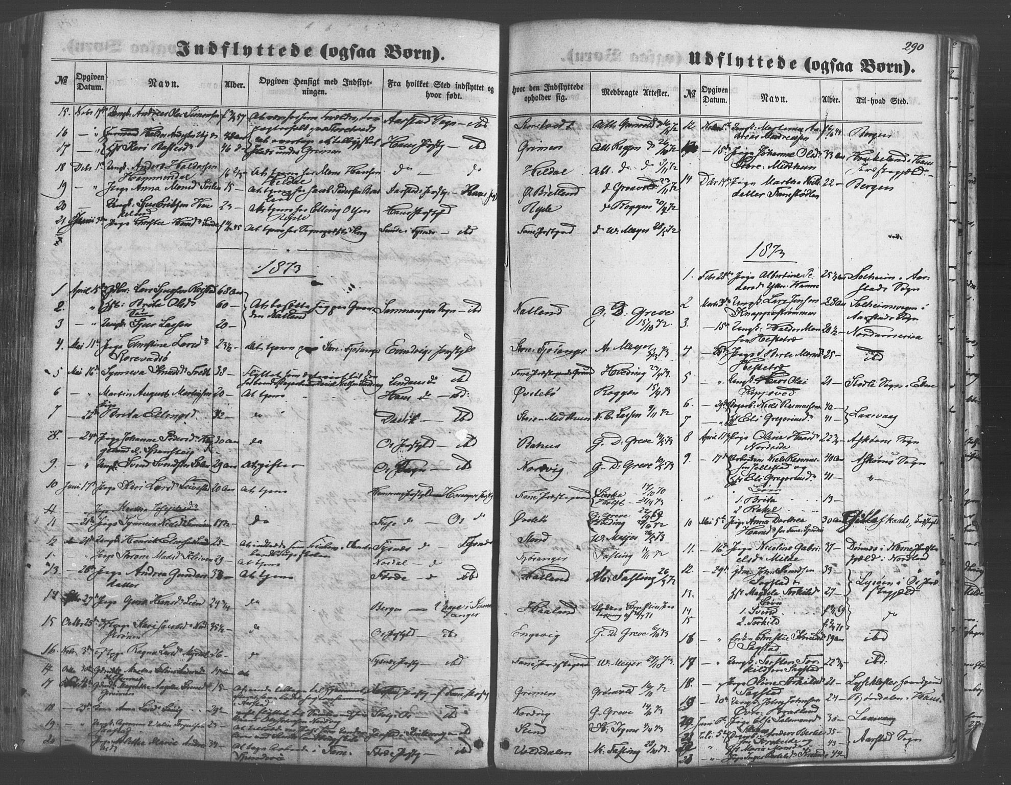 Fana Sokneprestembete, SAB/A-75101/H/Haa/Haaa/L0012: Parish register (official) no. A 12, 1862-1878, p. 290