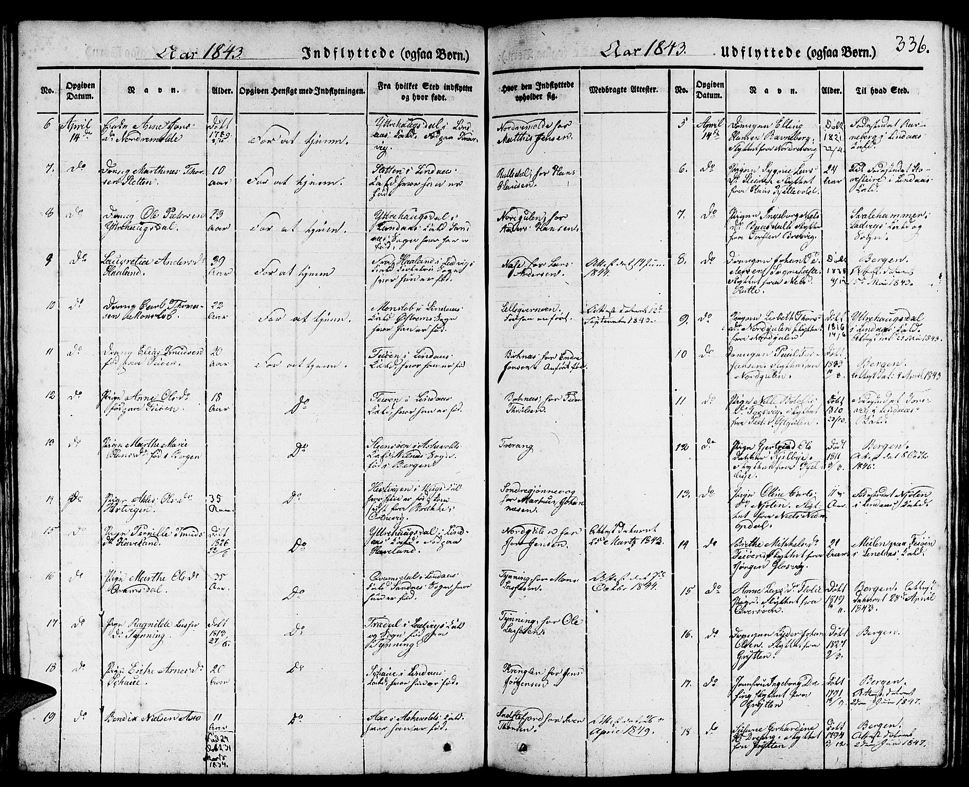 Gulen sokneprestembete, AV/SAB-A-80201/H/Haa/Haaa/L0020: Parish register (official) no. A 20, 1837-1847, p. 336