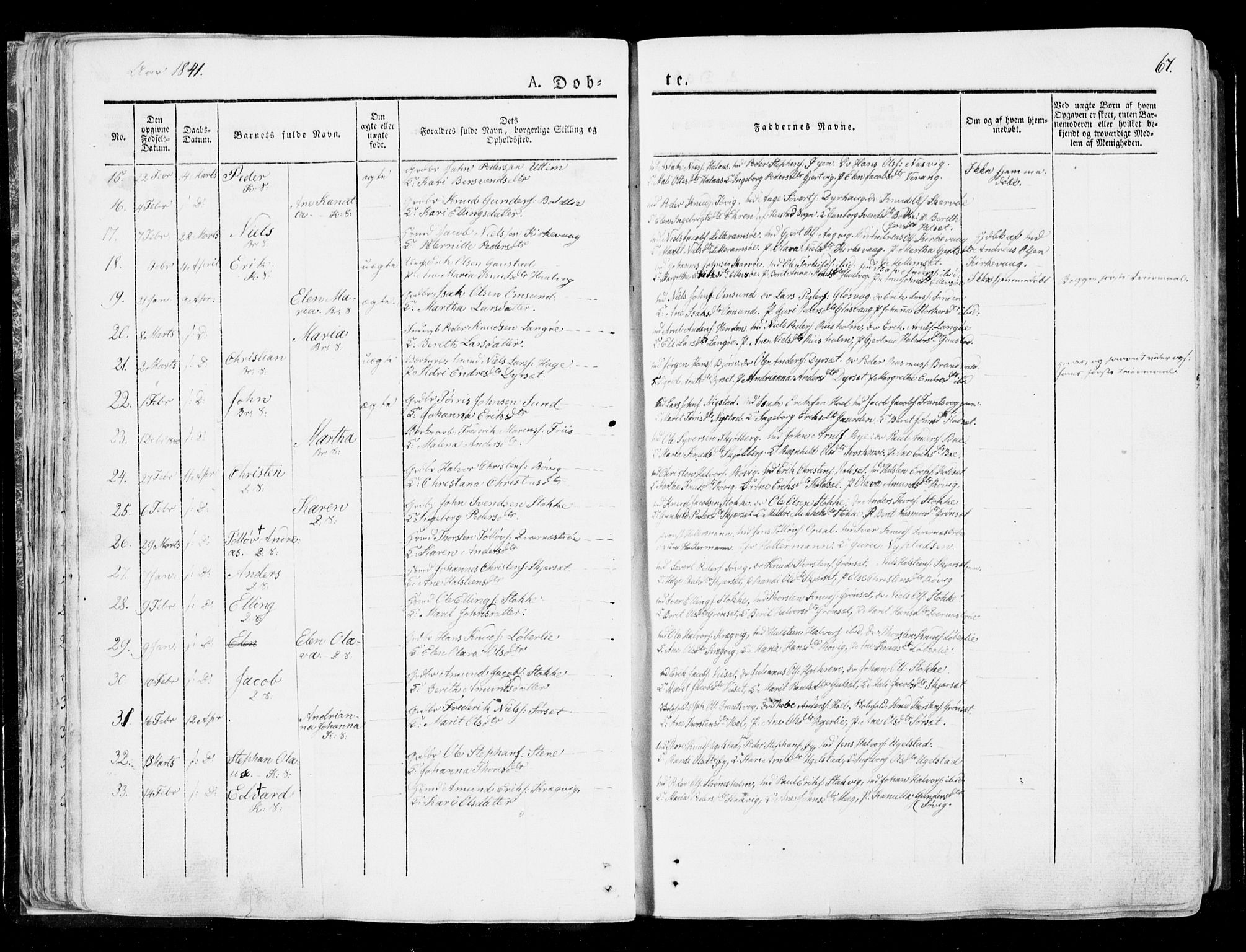 Ministerialprotokoller, klokkerbøker og fødselsregistre - Møre og Romsdal, AV/SAT-A-1454/568/L0803: Parish register (official) no. 568A10, 1830-1853, p. 67