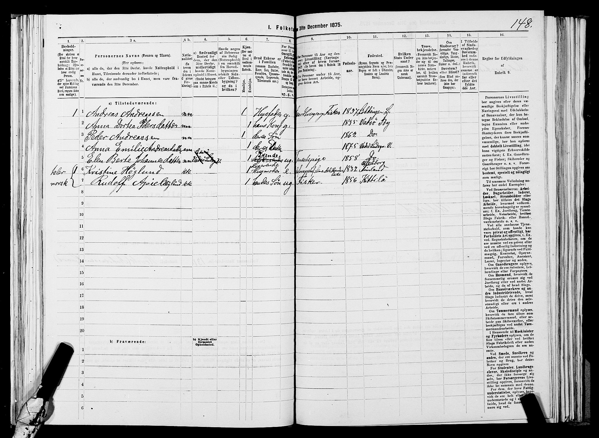 SATØ, 1875 census for 2029L Vadsø/Vadsø, 1875, p. 1148