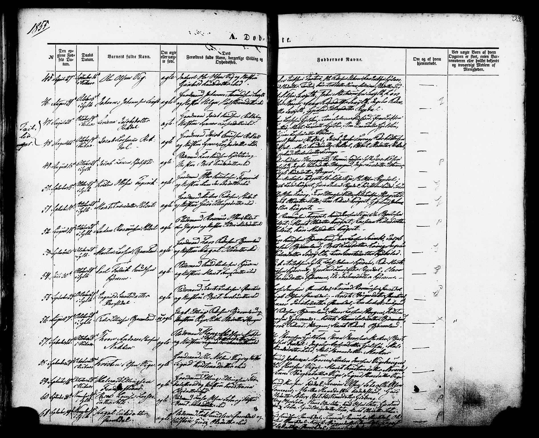 Ministerialprotokoller, klokkerbøker og fødselsregistre - Møre og Romsdal, AV/SAT-A-1454/539/L0529: Parish register (official) no. 539A02, 1848-1872, p. 33