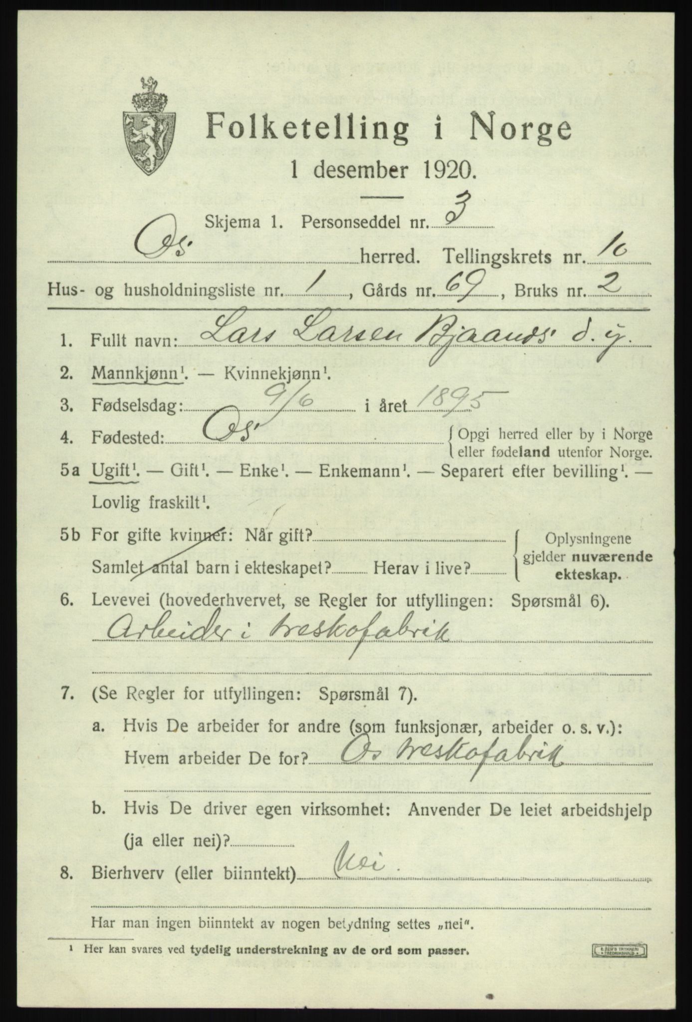 SAB, 1920 census for Os, 1920, p. 8220