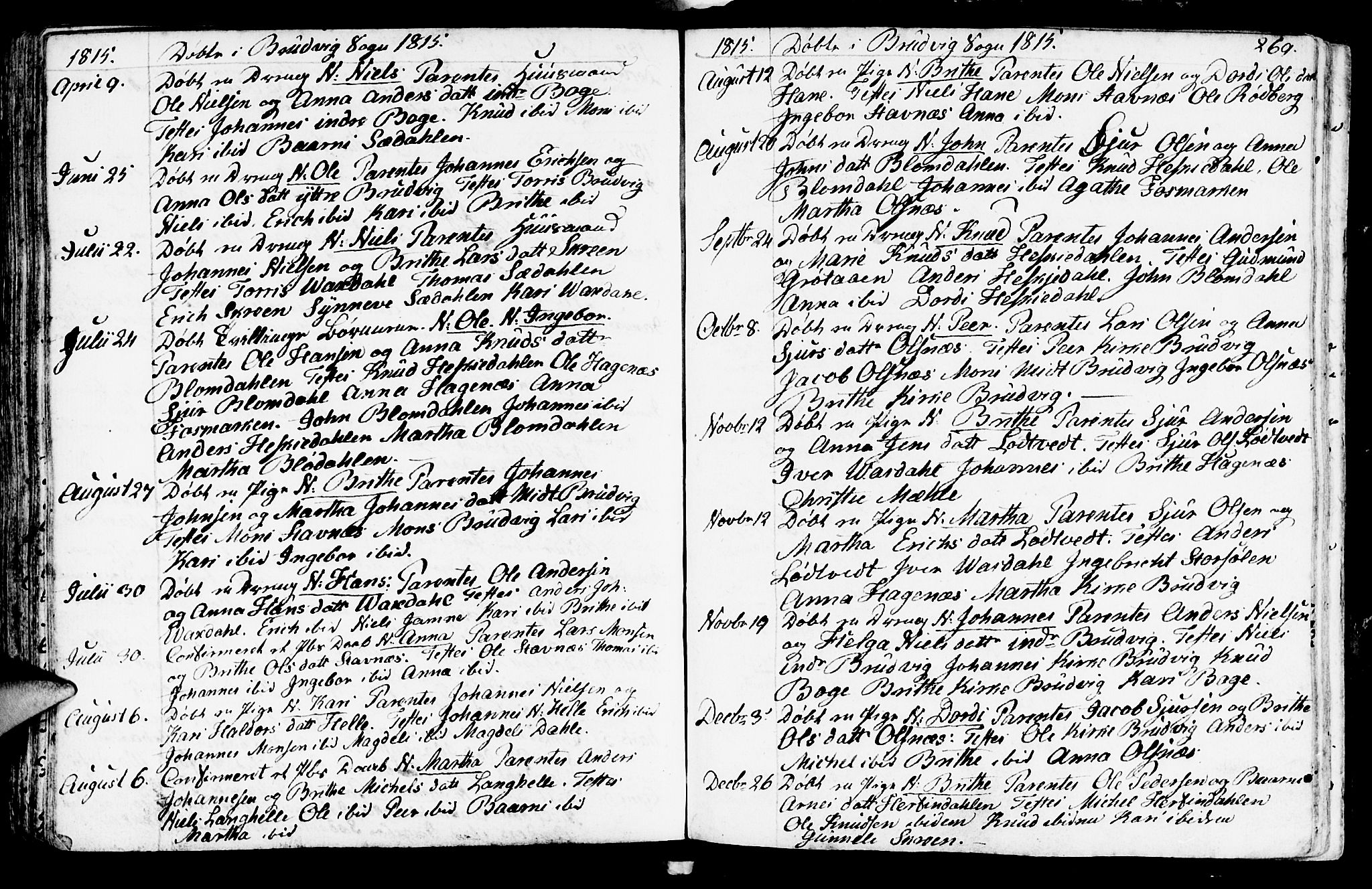 Haus sokneprestembete, SAB/A-75601/H/Haa: Parish register (official) no. A 11, 1796-1816, p. 269