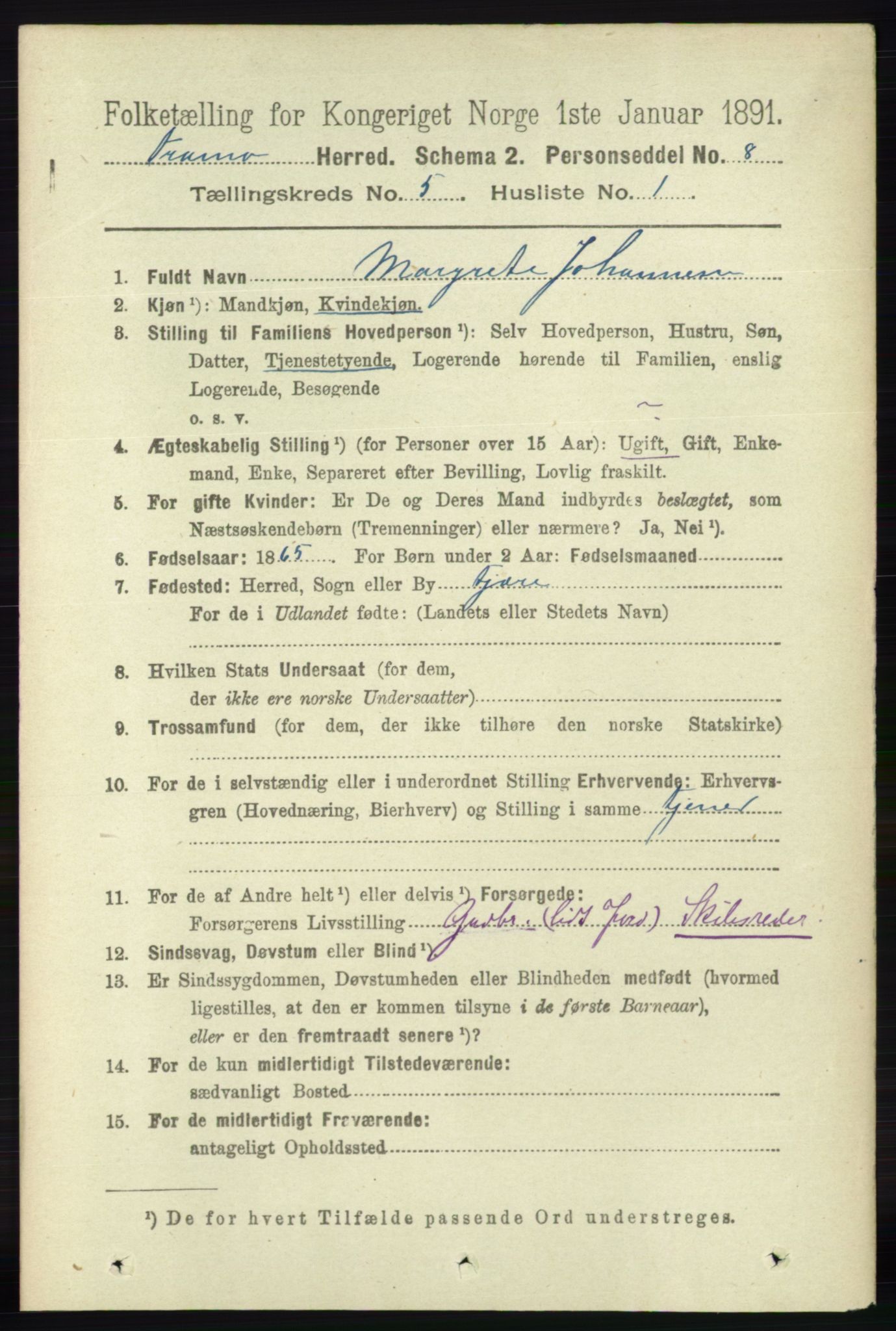 RA, 1891 census for 0921 Tromøy, 1891, p. 2199