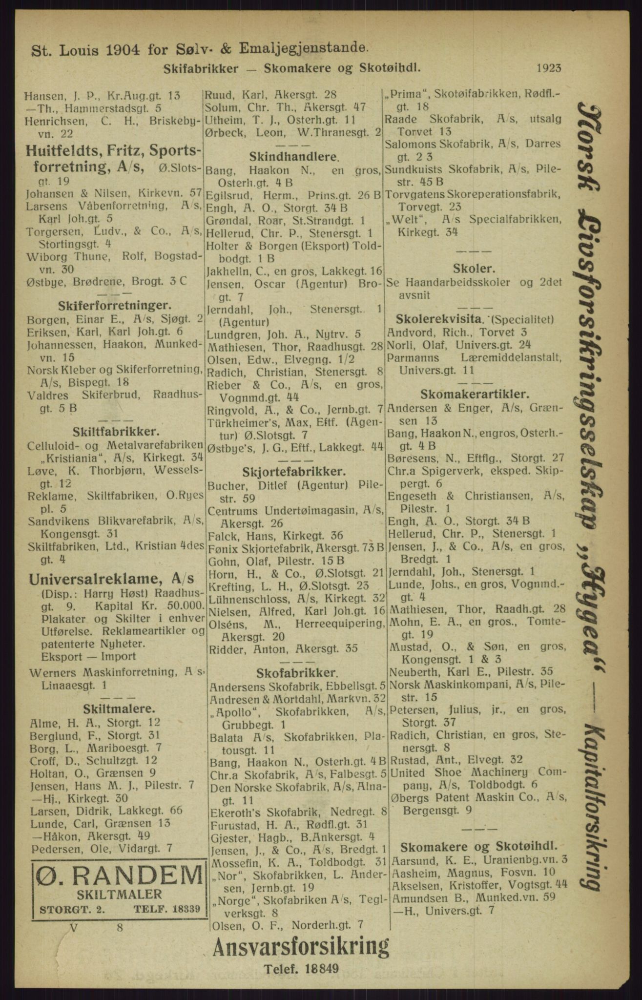 Kristiania/Oslo adressebok, PUBL/-, 1916, p. 1923