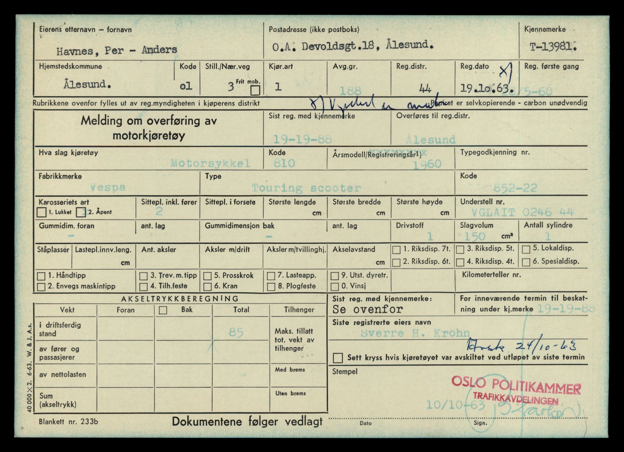 Møre og Romsdal vegkontor - Ålesund trafikkstasjon, AV/SAT-A-4099/F/Fe/L0042: Registreringskort for kjøretøy T 13906 - T 14079, 1927-1998, p. 1139