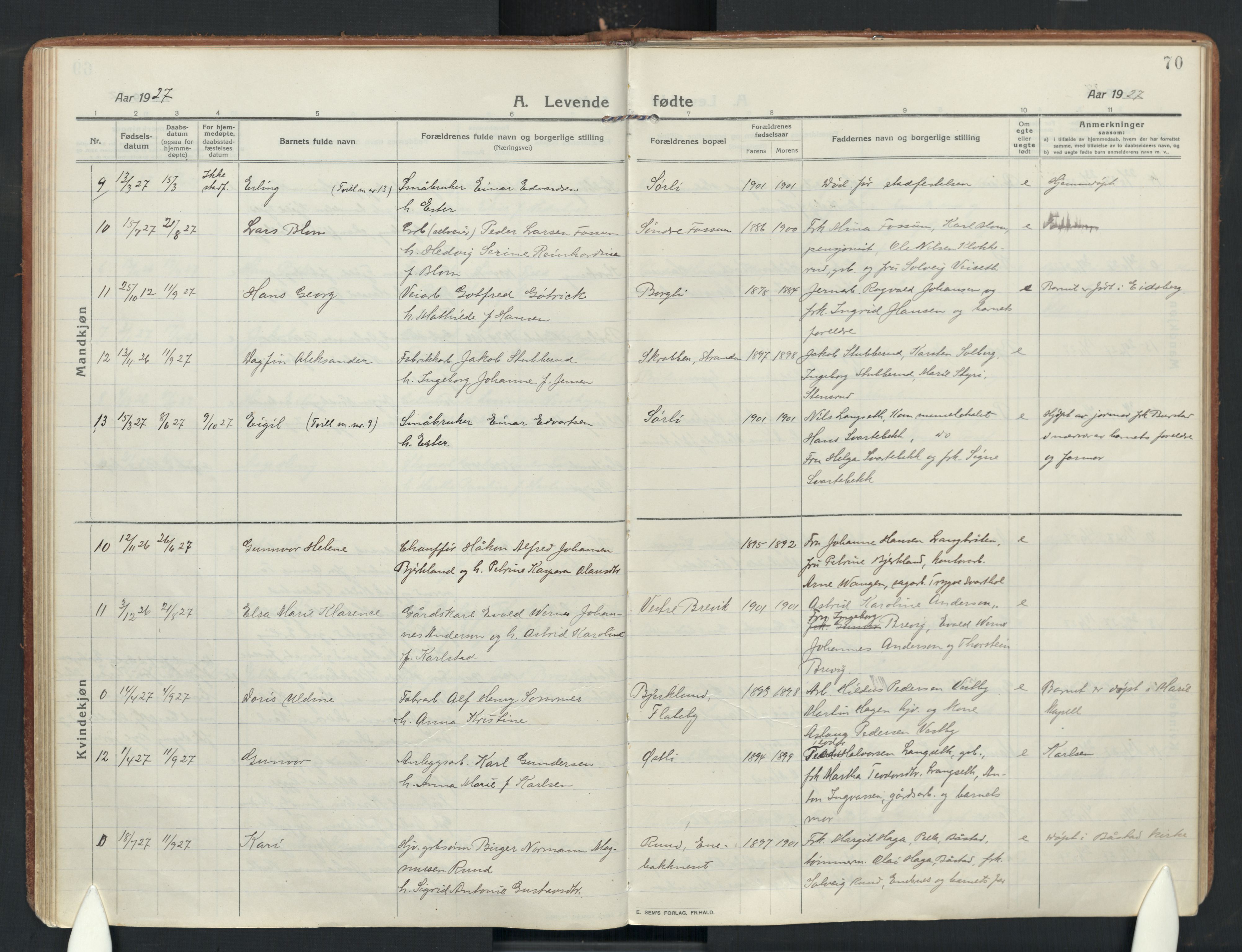 Enebakk prestekontor Kirkebøker, SAO/A-10171c/F/Fa/L0019: Parish register (official) no. I 19, 1912-1935, p. 70