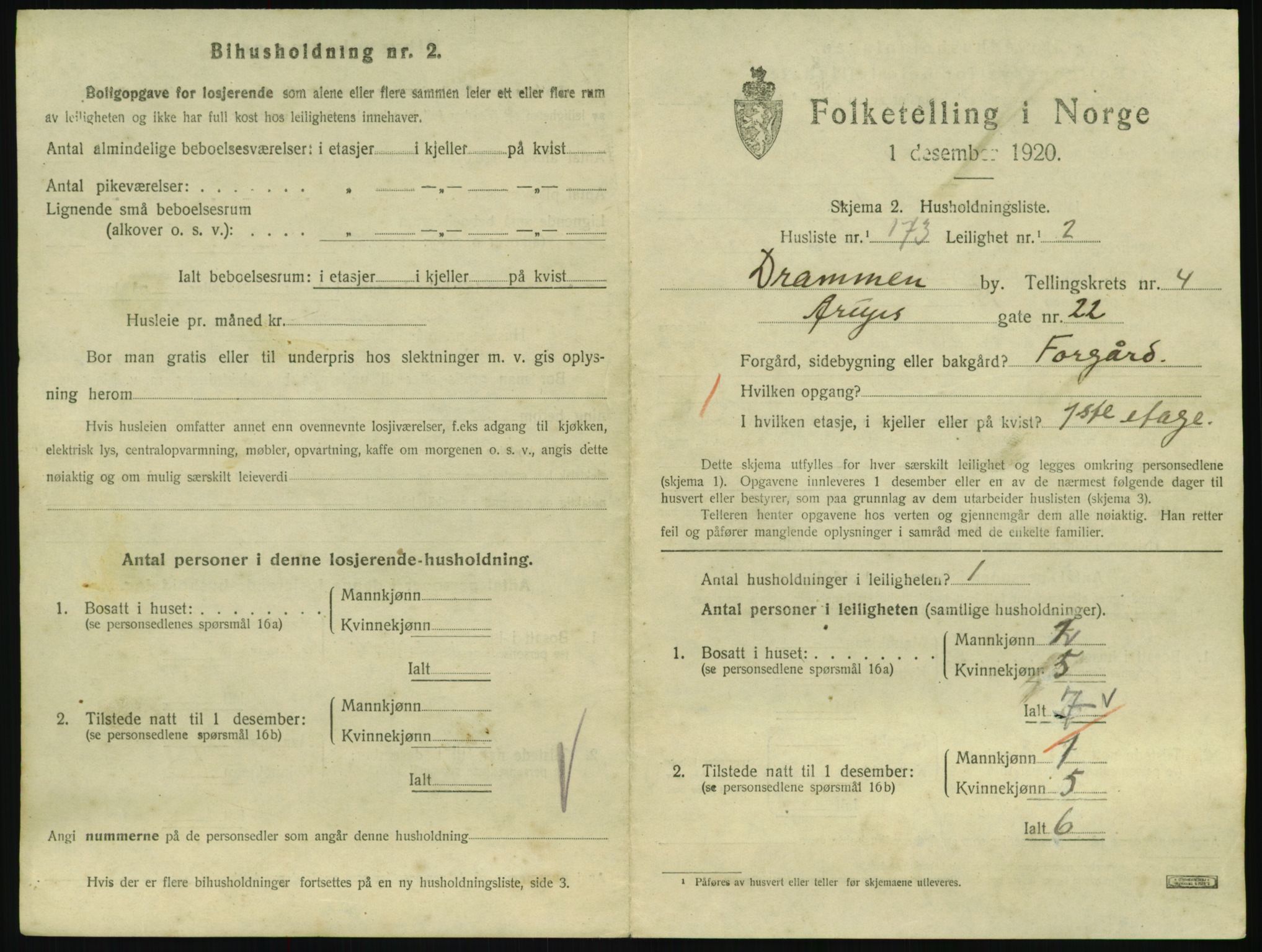 SAKO, 1920 census for Drammen, 1920, p. 9893