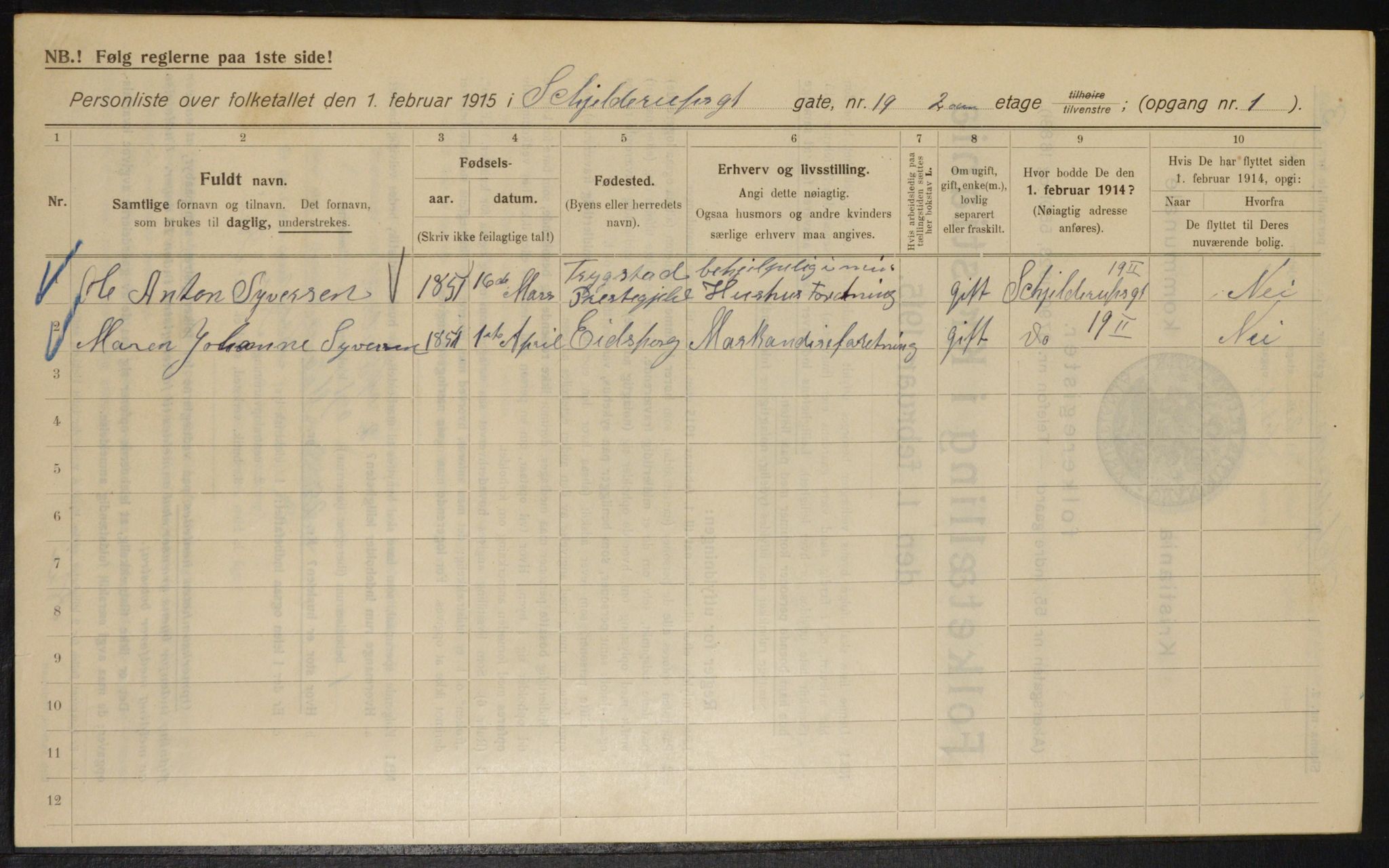 OBA, Municipal Census 1915 for Kristiania, 1915, p. 96029