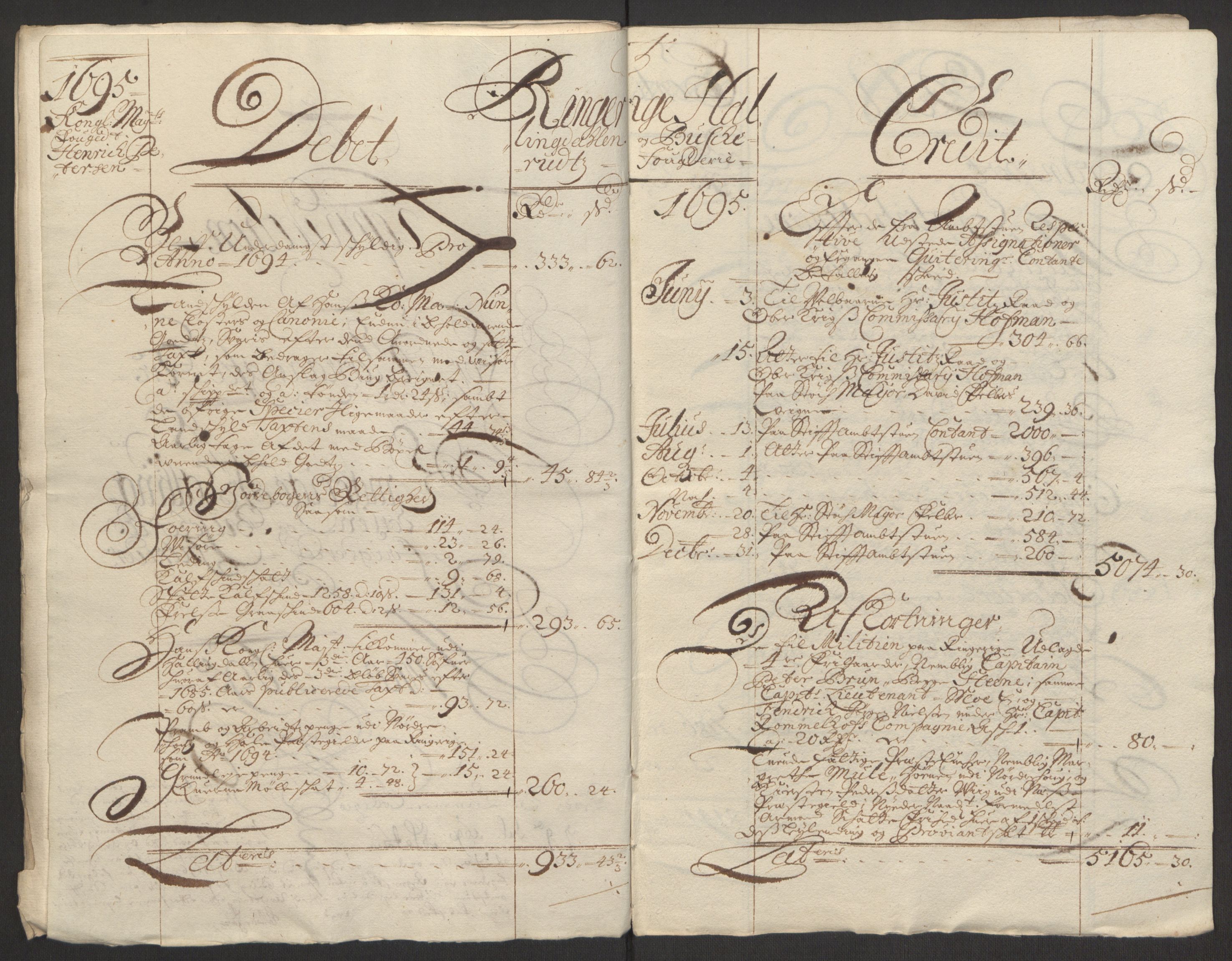 Rentekammeret inntil 1814, Reviderte regnskaper, Fogderegnskap, AV/RA-EA-4092/R22/L1452: Fogderegnskap Ringerike, Hallingdal og Buskerud, 1695, p. 11