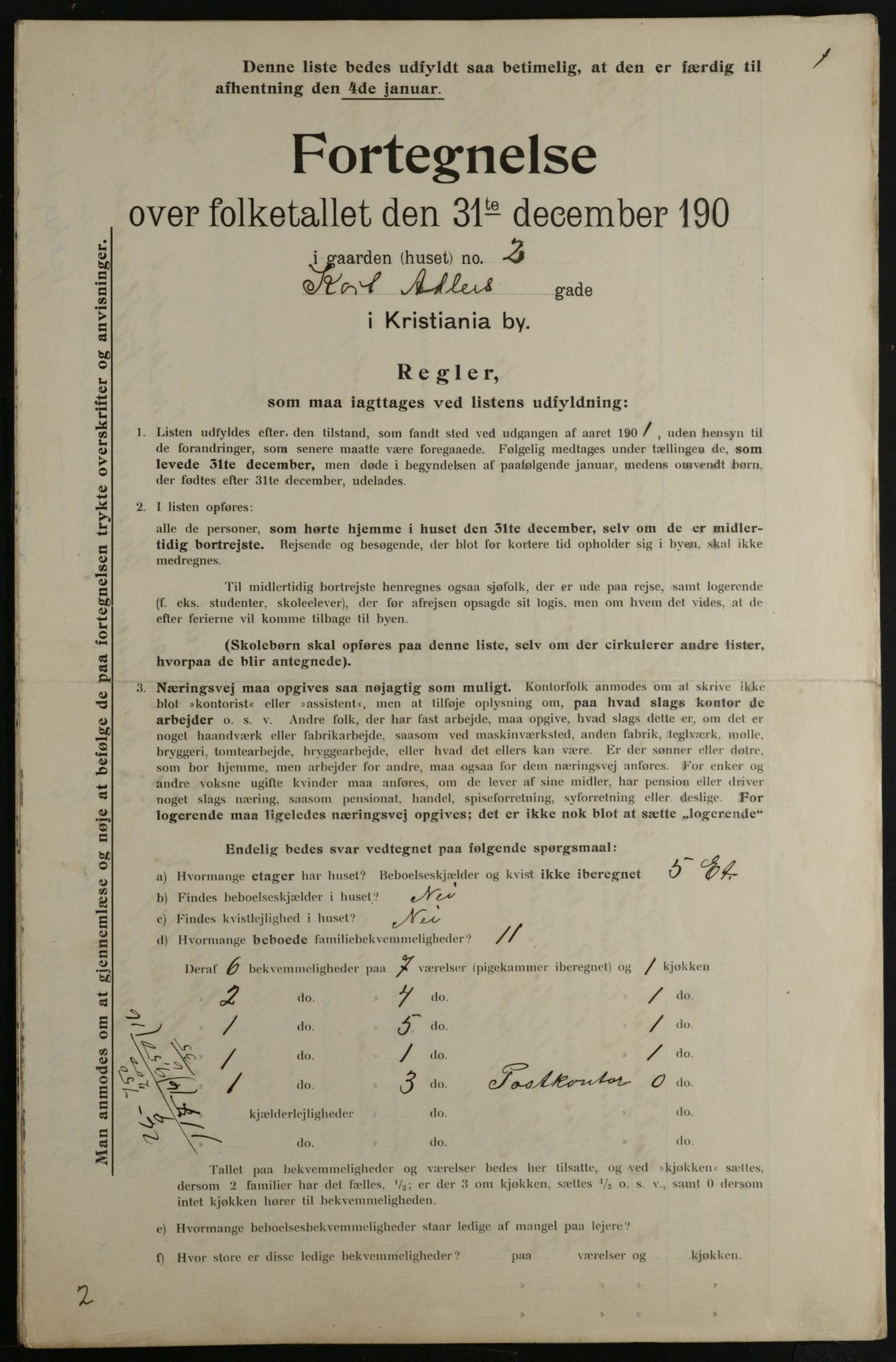 OBA, Municipal Census 1901 for Kristiania, 1901, p. 2202