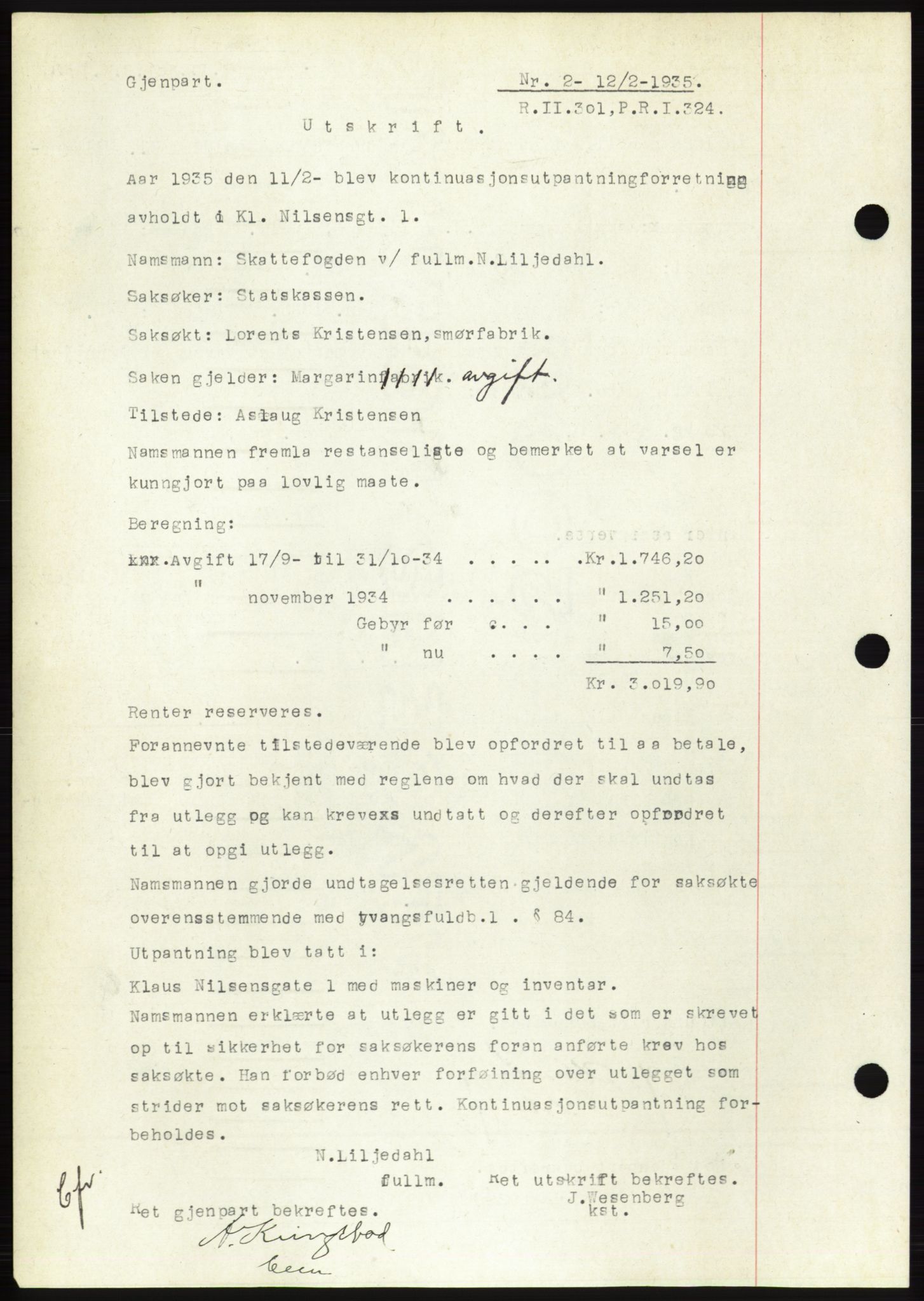 Ålesund byfogd, AV/SAT-A-4384: Mortgage book no. 32, 1934-1935, Deed date: 12.02.1935