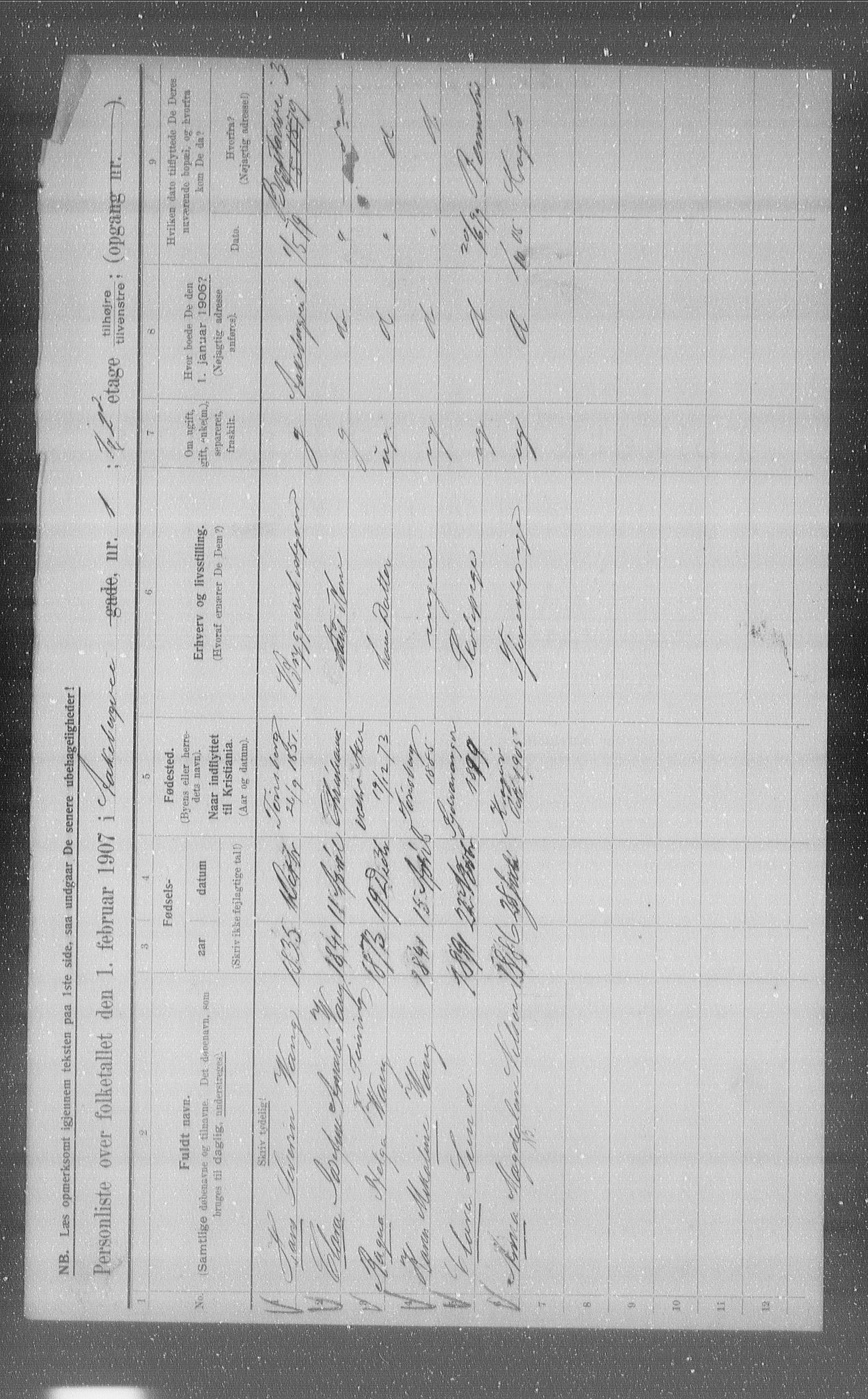 OBA, Municipal Census 1907 for Kristiania, 1907, p. 66253