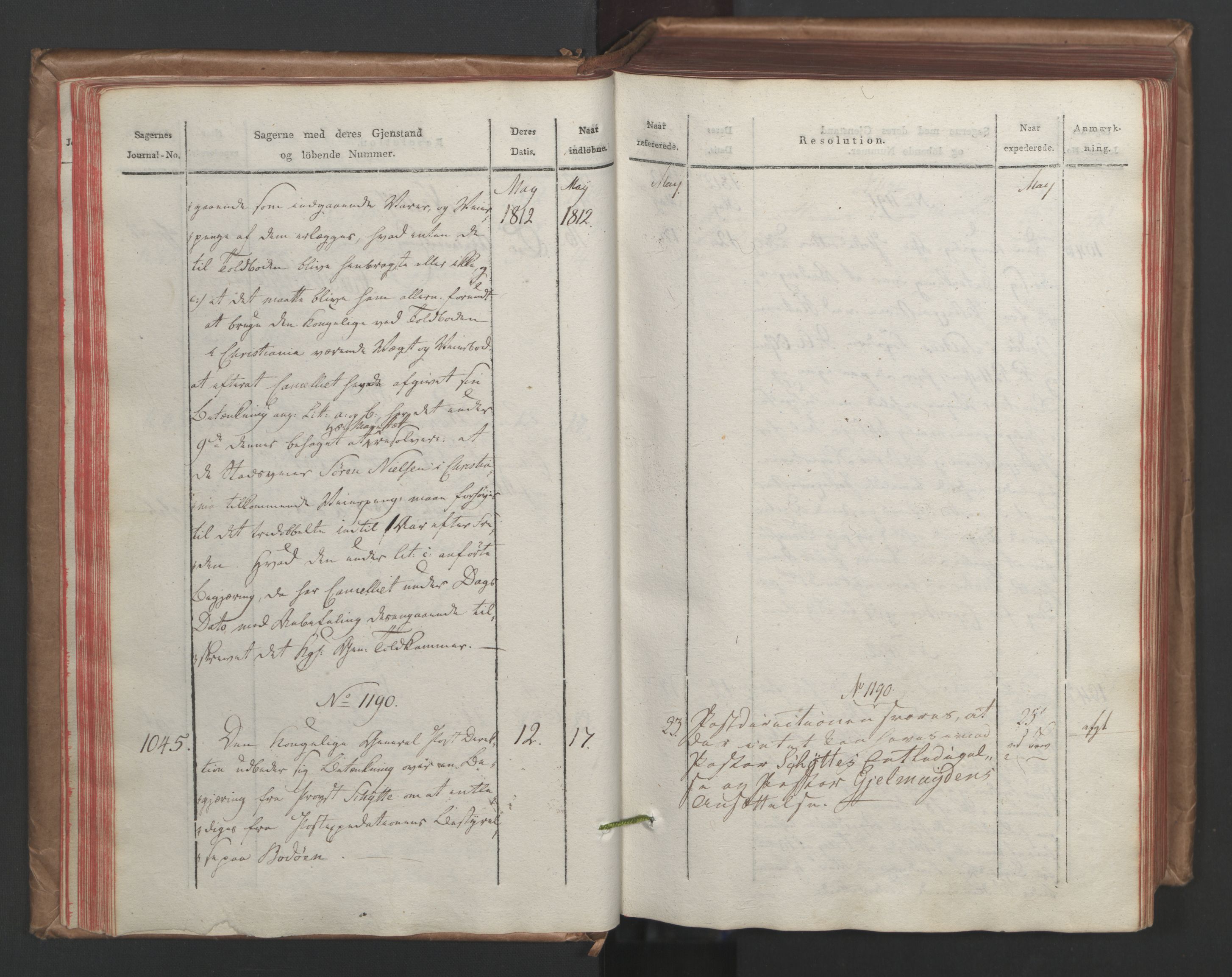 Stattholderembetet 1810-1814, 1. kontor (Kontor A), AV/RA-EA-2872/Aa/L0003: Kollegial referatprotokoll,  j.nr. 995-1430,  l.nr. 1129-1710, 1812, p. 35