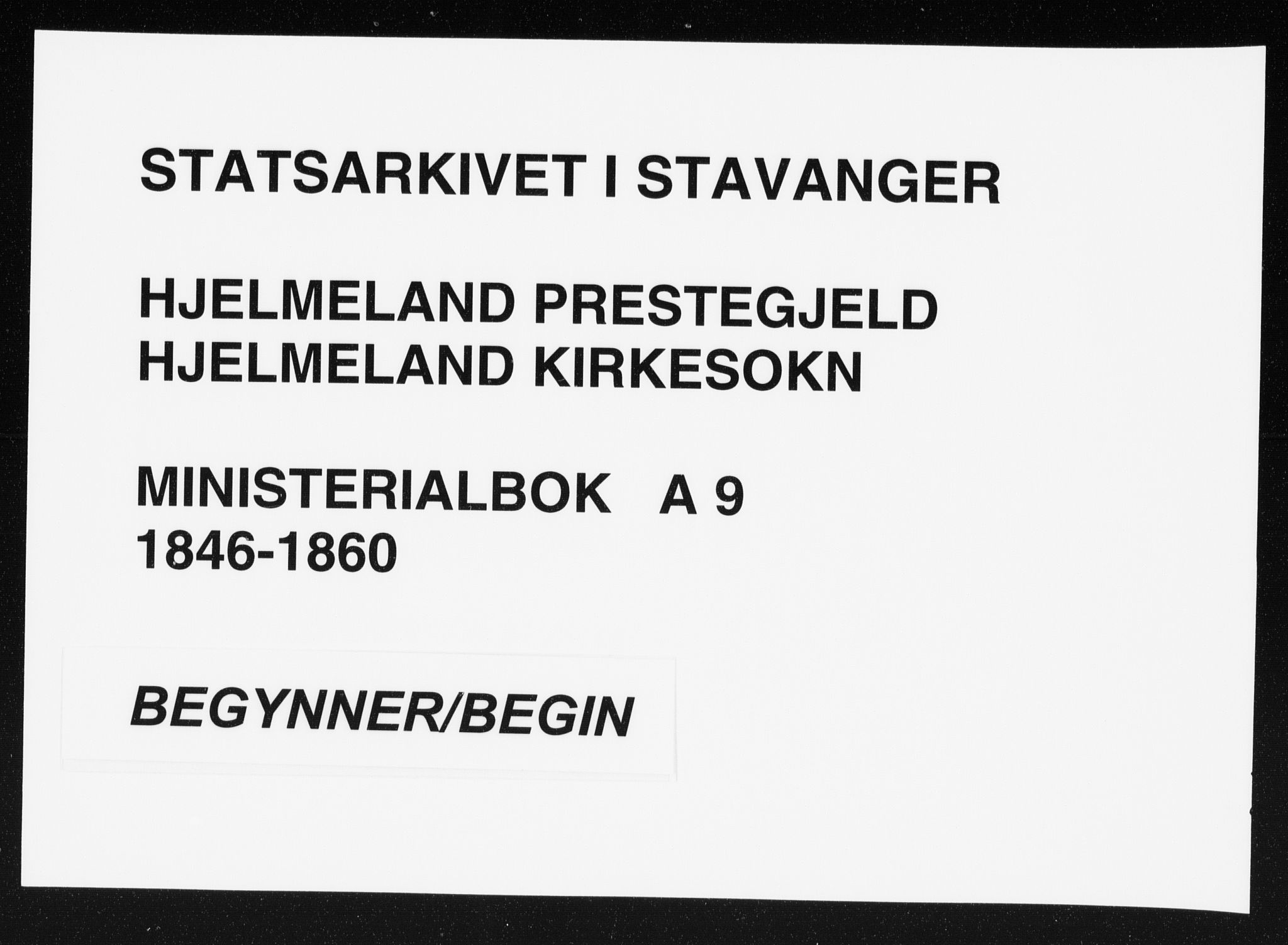 Hjelmeland sokneprestkontor, SAST/A-101843/01/IV/L0009: Parish register (official) no. A 9, 1846-1860