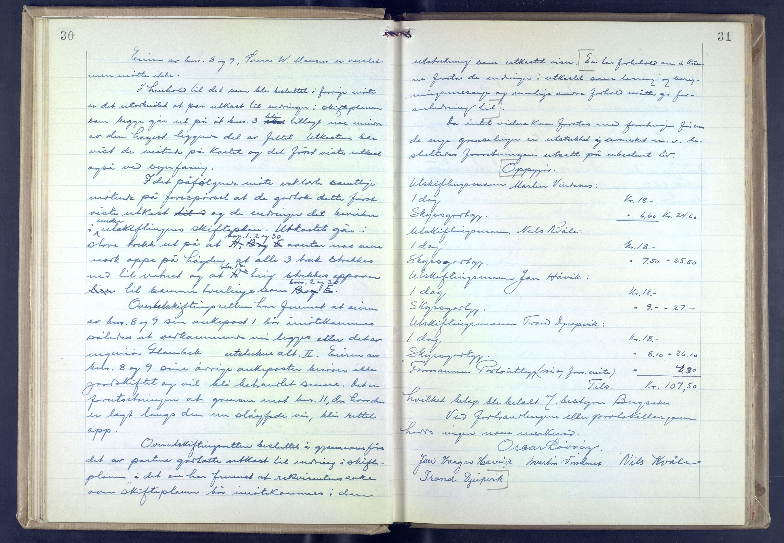 Hordaland jordskiftedøme - VII Indre Sunnhordland jordskiftedistrikt, AV/SAB-A-7401/A/Aa/L0027: Forhandlingsprotokoll, 1947-1973, p. 30-31