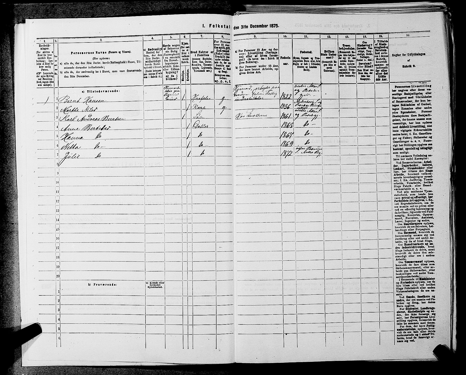 RA, 1875 census for 0220P Asker, 1875, p. 1437