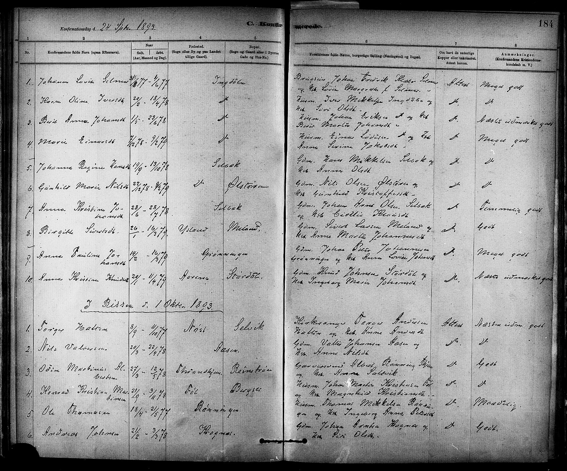 Ministerialprotokoller, klokkerbøker og fødselsregistre - Sør-Trøndelag, AV/SAT-A-1456/647/L0634: Parish register (official) no. 647A01, 1885-1896, p. 184