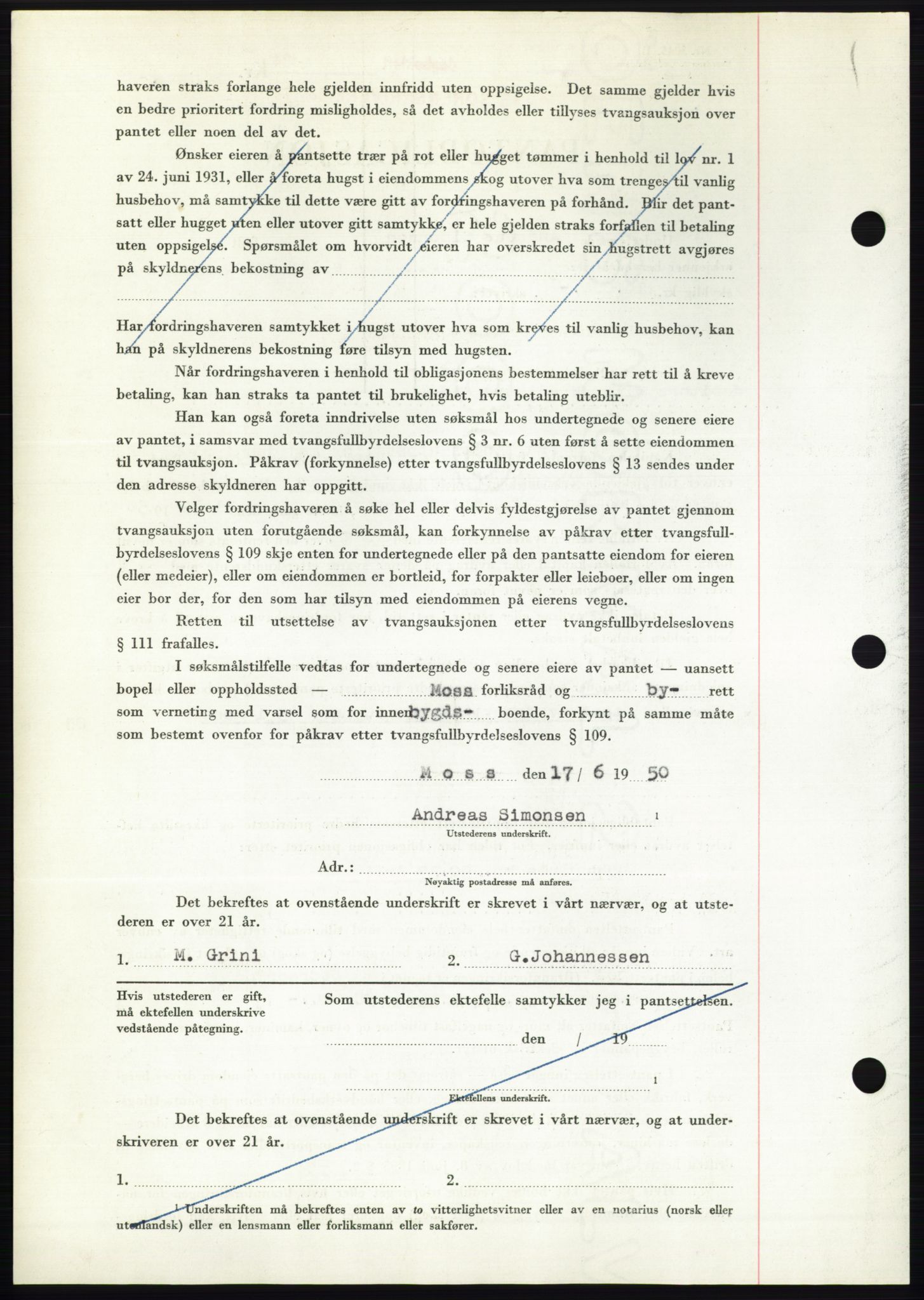 Moss sorenskriveri, AV/SAO-A-10168: Mortgage book no. B24, 1950-1950, Diary no: : 1810/1950