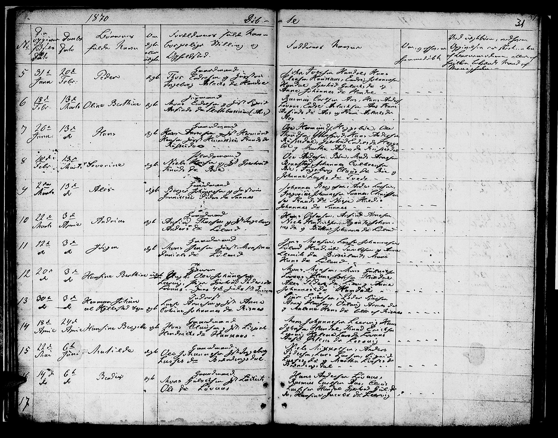 Hyllestad sokneprestembete, SAB/A-80401: Parish register (copy) no. B 1, 1854-1889, p. 31