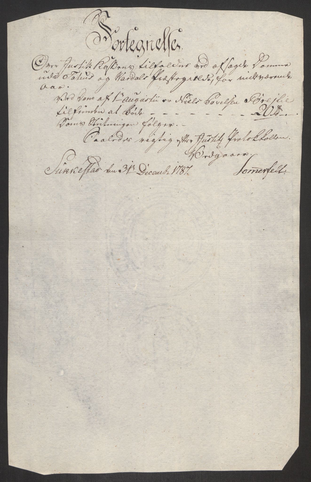 Rentekammeret inntil 1814, Reviderte regnskaper, Fogderegnskap, AV/RA-EA-4092/R19/L1374: Fogderegnskap Toten, Hadeland og Vardal, 1787, p. 390