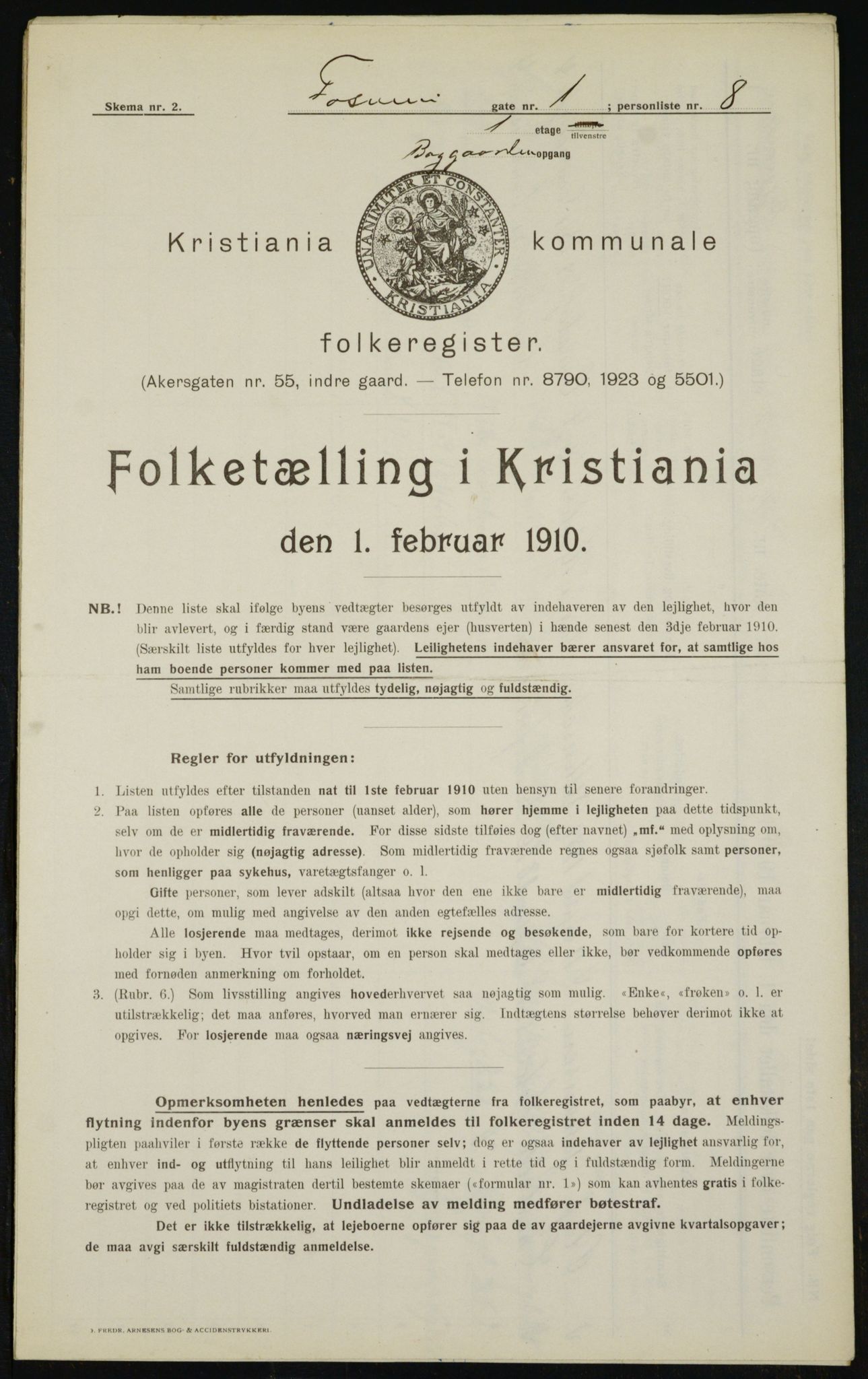 OBA, Municipal Census 1910 for Kristiania, 1910, p. 23215