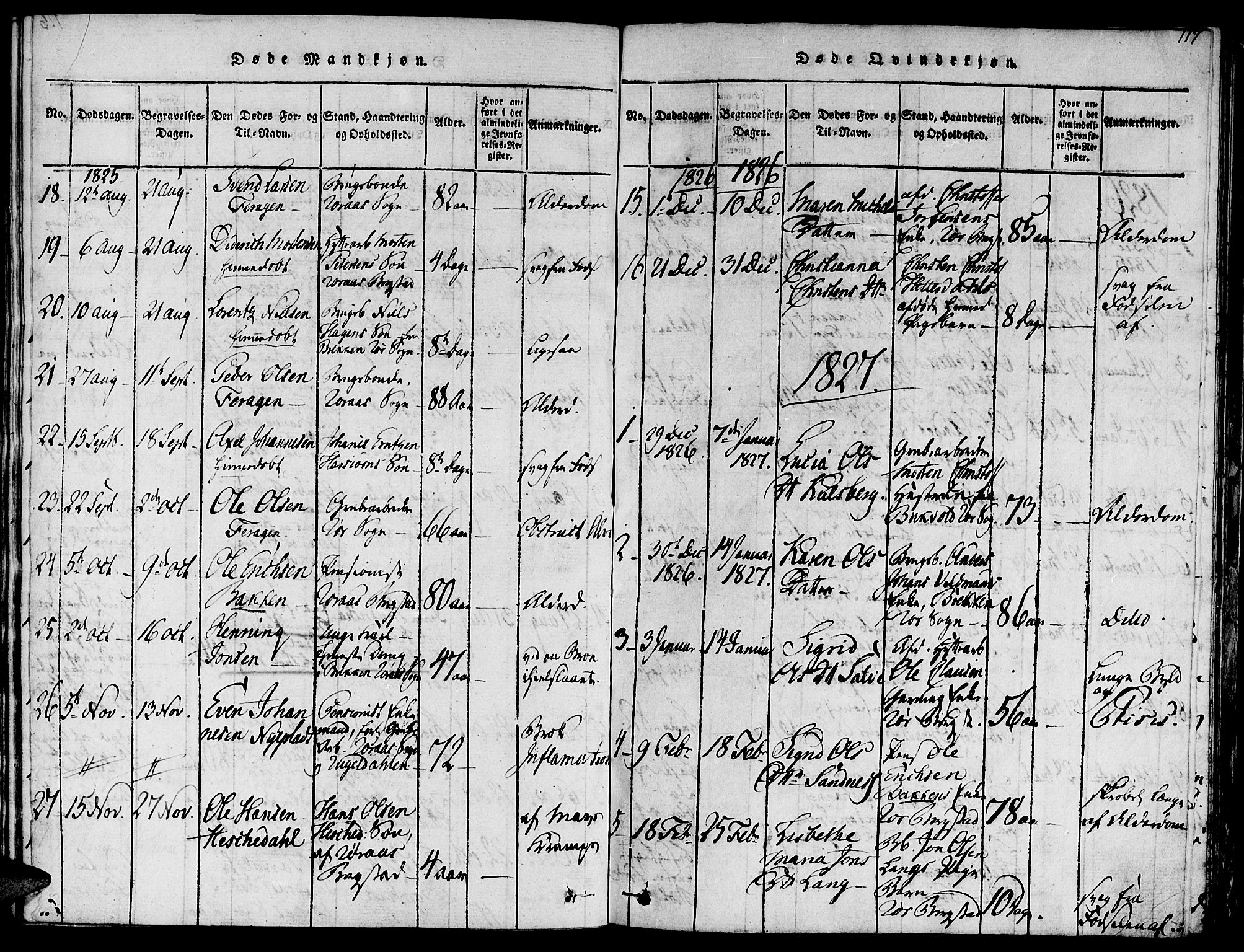 Ministerialprotokoller, klokkerbøker og fødselsregistre - Sør-Trøndelag, SAT/A-1456/681/L0929: Parish register (official) no. 681A07, 1817-1828, p. 117