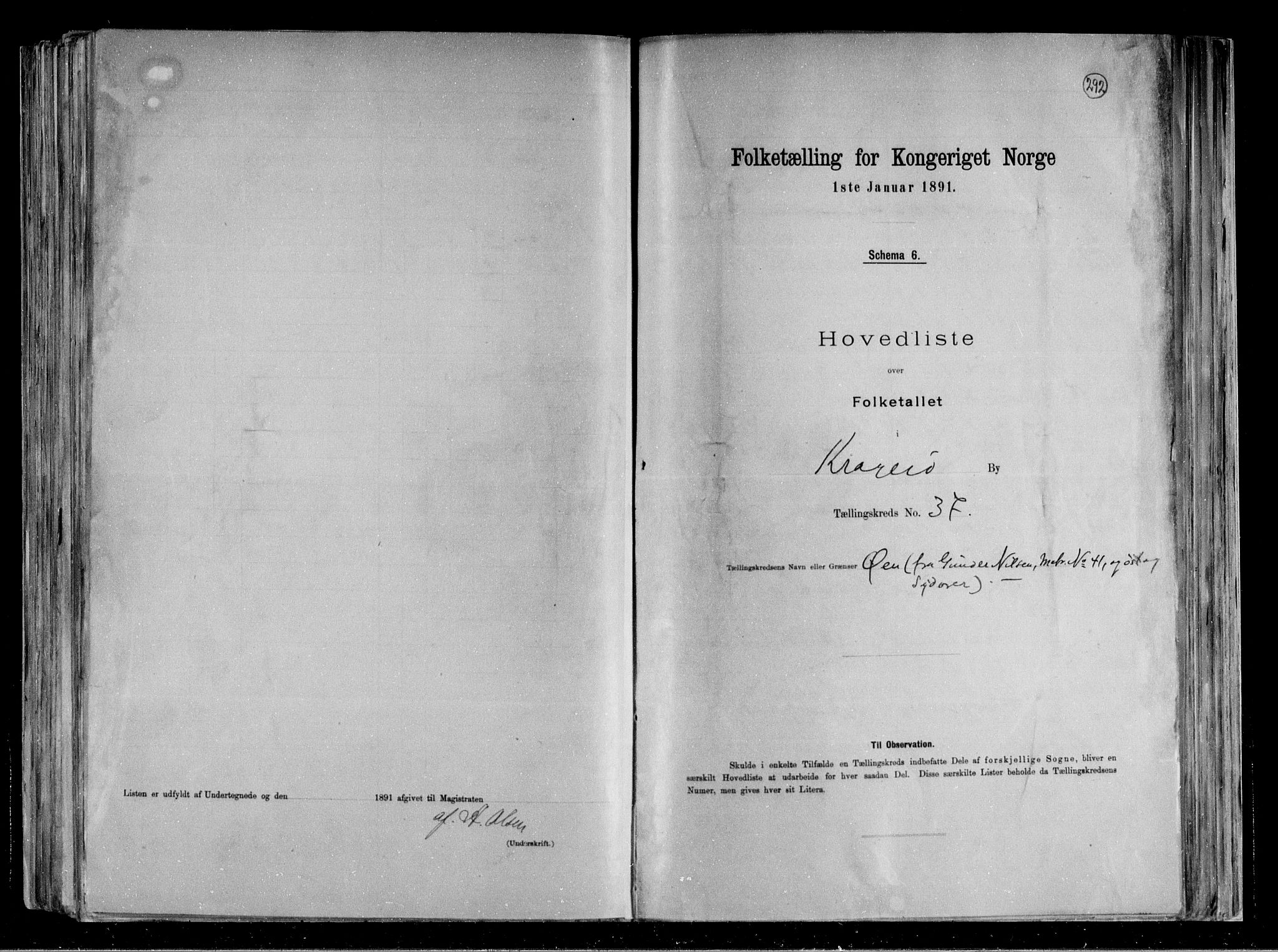 RA, 1891 census for 0801 Kragerø, 1891, p. 77