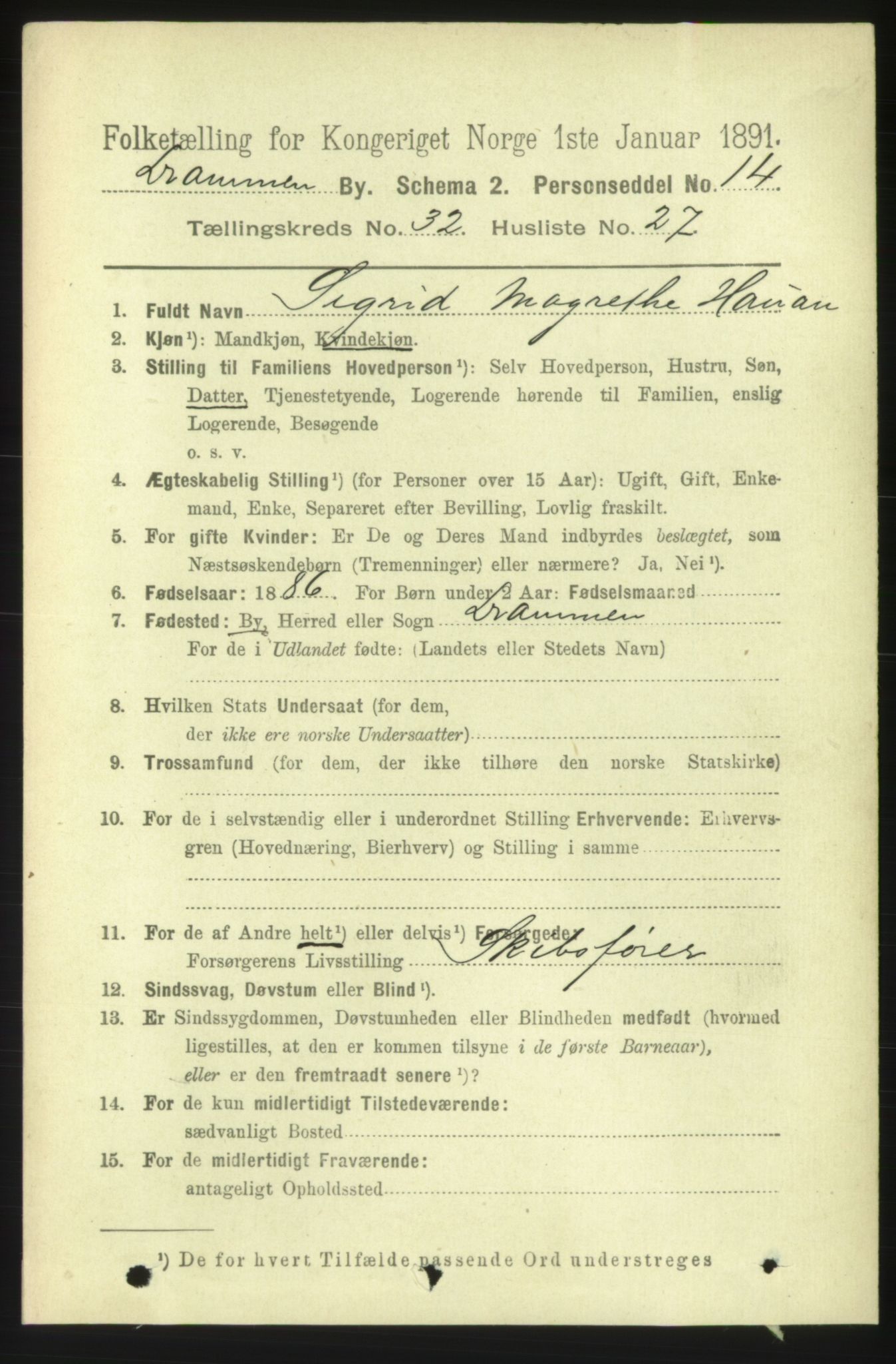 RA, 1891 census for 0602 Drammen, 1891, p. 19600