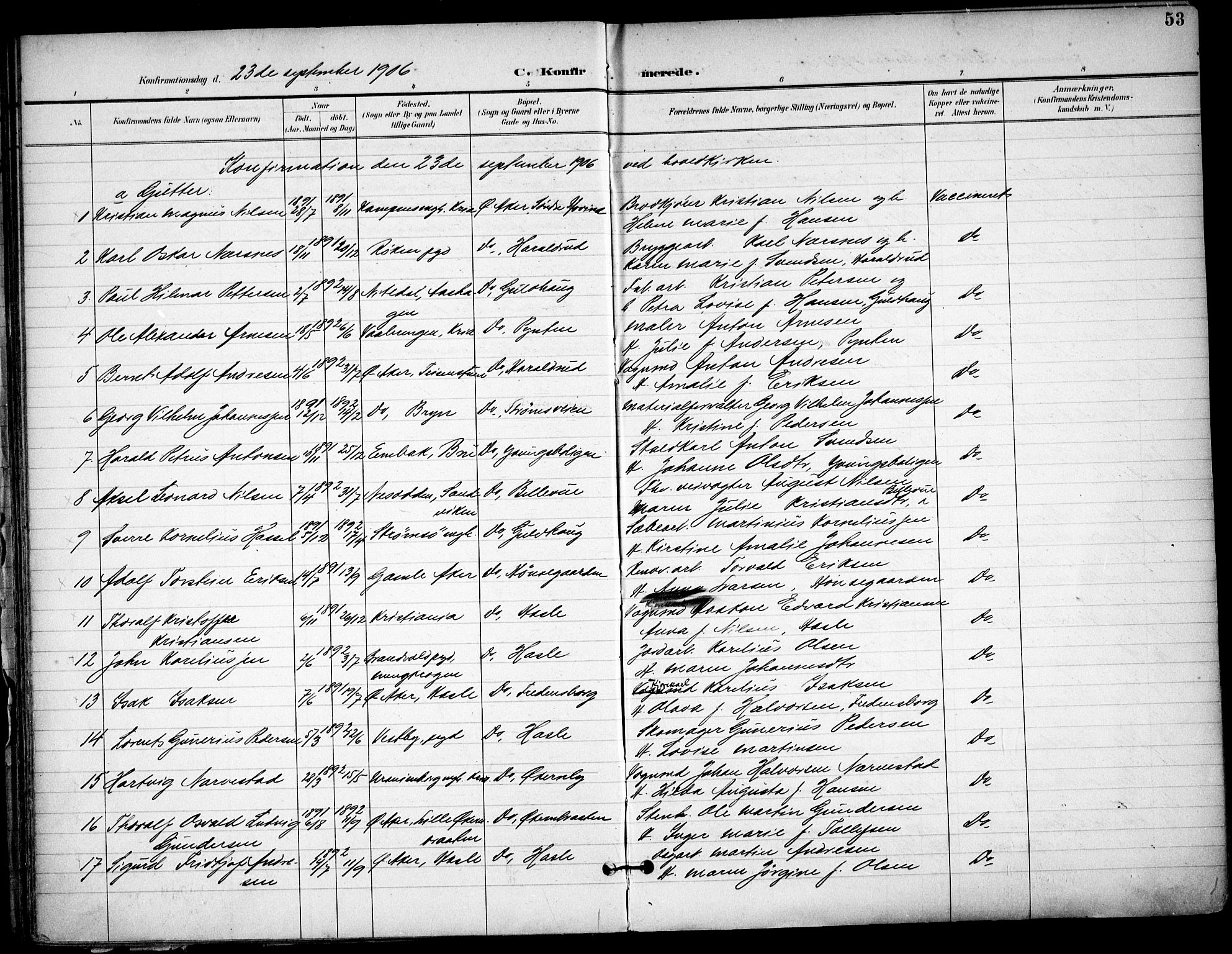 Østre Aker prestekontor Kirkebøker, SAO/A-10840/F/Fa/L0011: Parish register (official) no. I 11, 1895-1917, p. 53