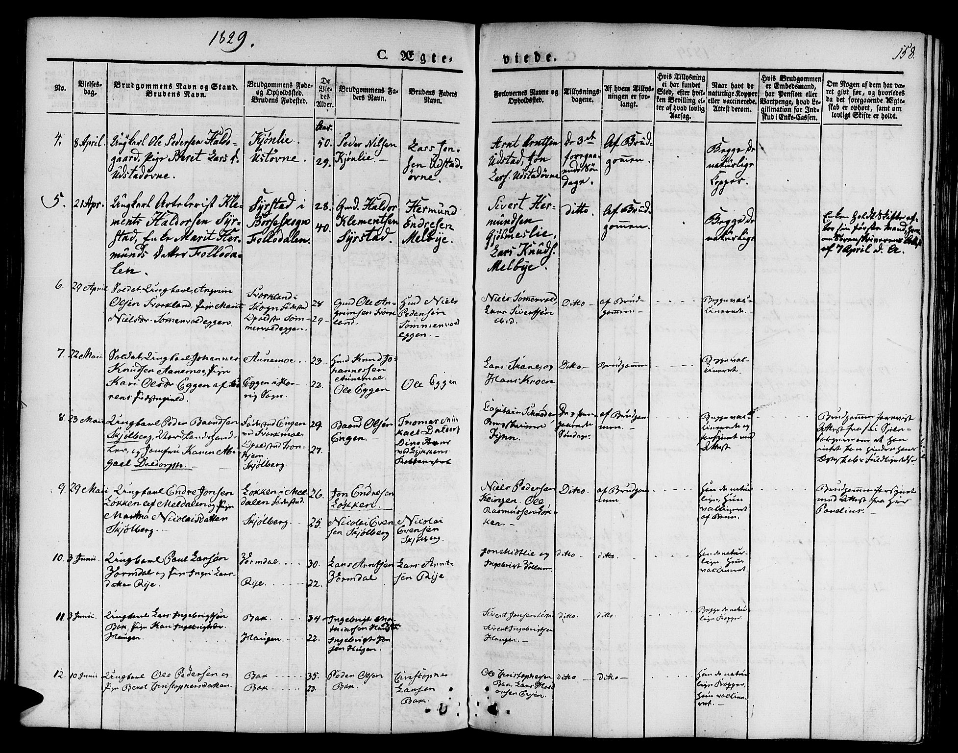 Ministerialprotokoller, klokkerbøker og fødselsregistre - Sør-Trøndelag, SAT/A-1456/668/L0804: Parish register (official) no. 668A04, 1826-1839, p. 158