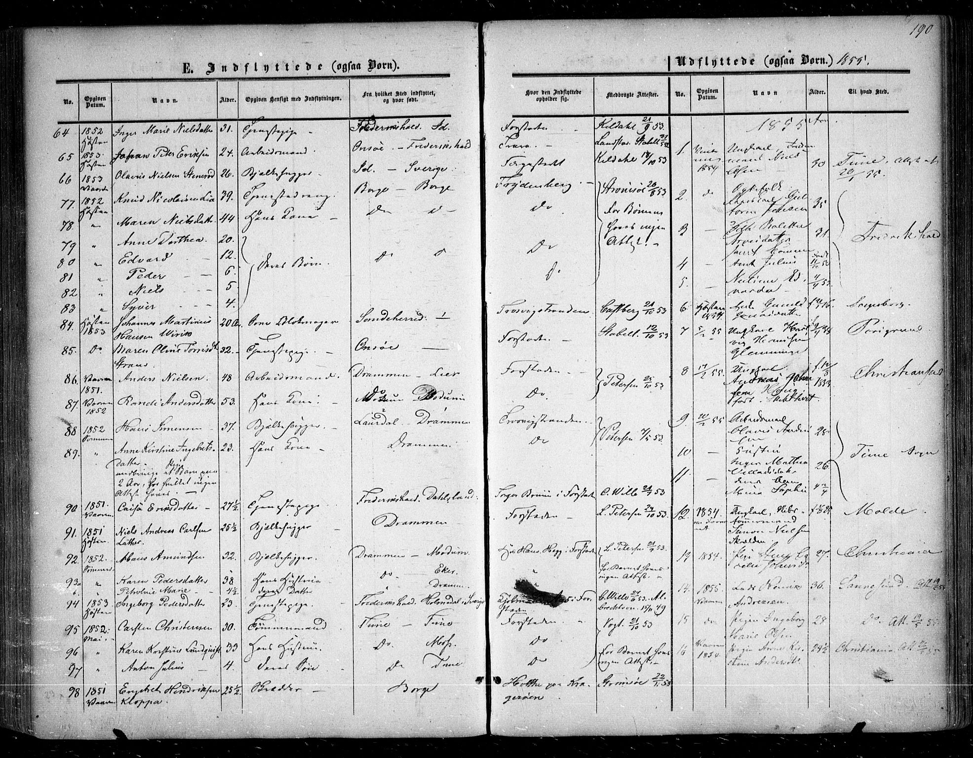 Glemmen prestekontor Kirkebøker, SAO/A-10908/F/Fa/L0007: Parish register (official) no. 7, 1853-1862, p. 190