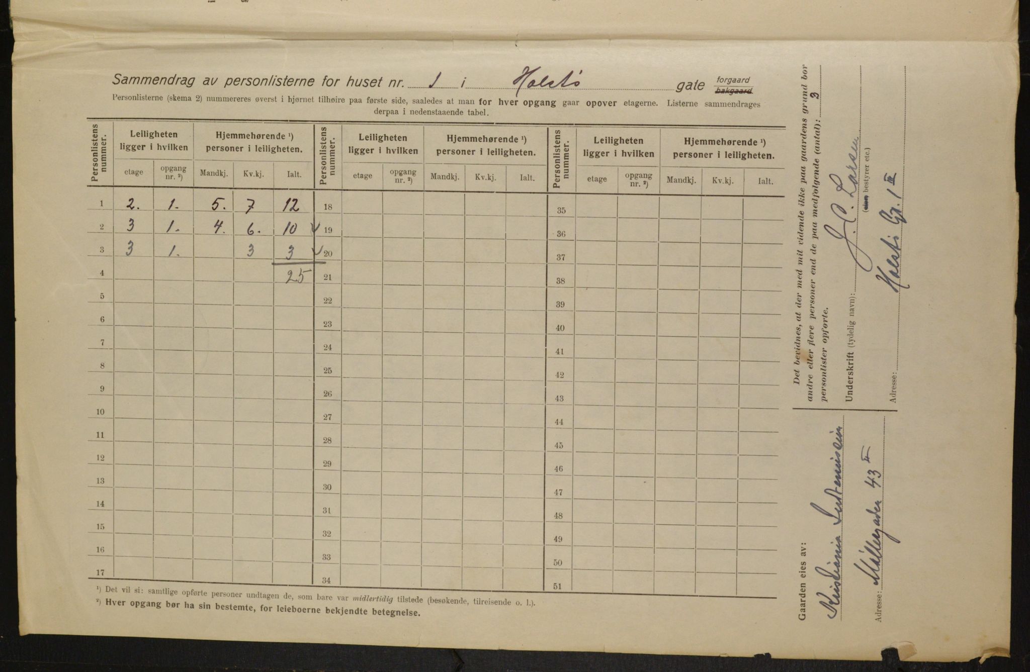 OBA, Municipal Census 1916 for Kristiania, 1916, p. 41540