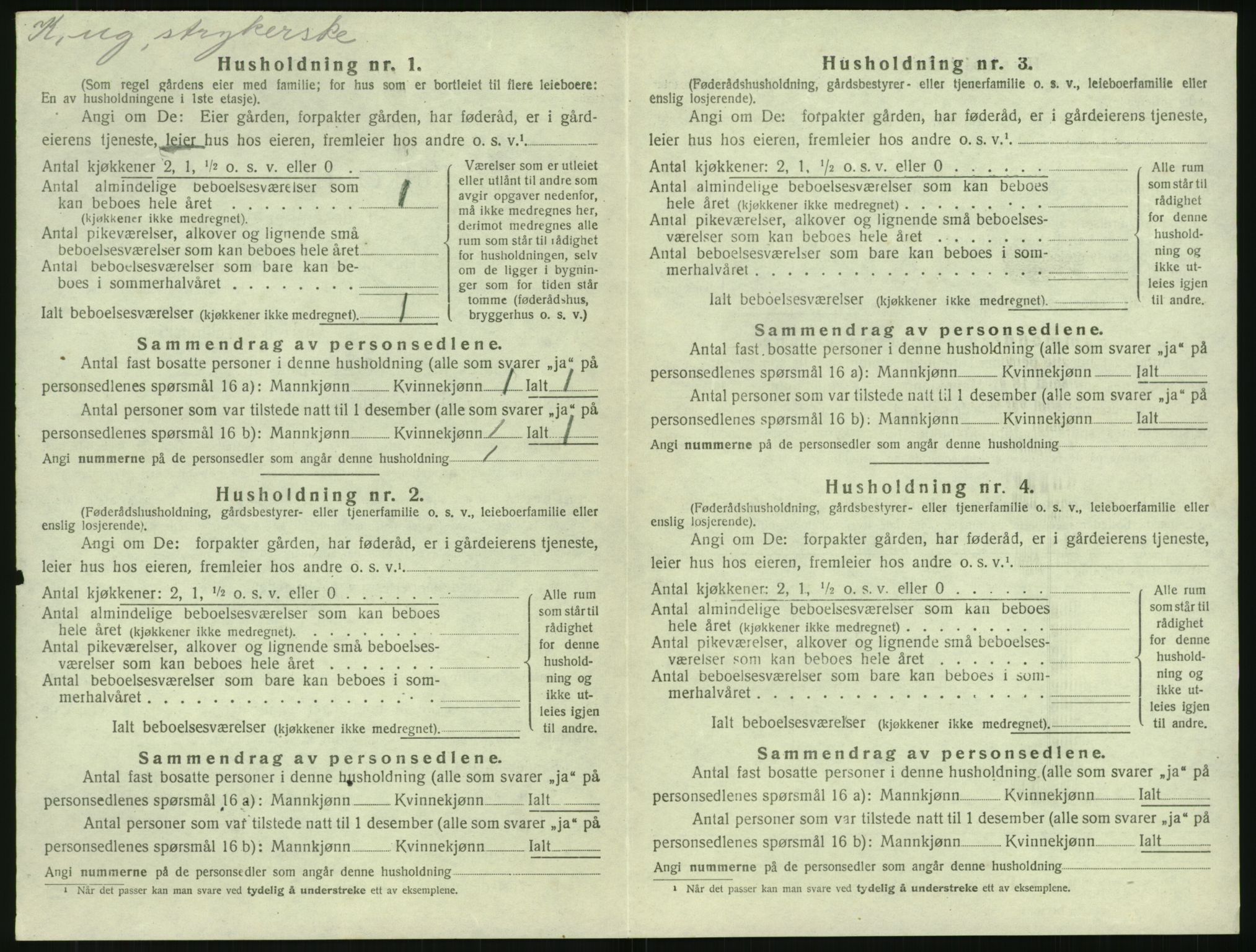 SAK, 1920 census for Øyestad, 1920, p. 1713