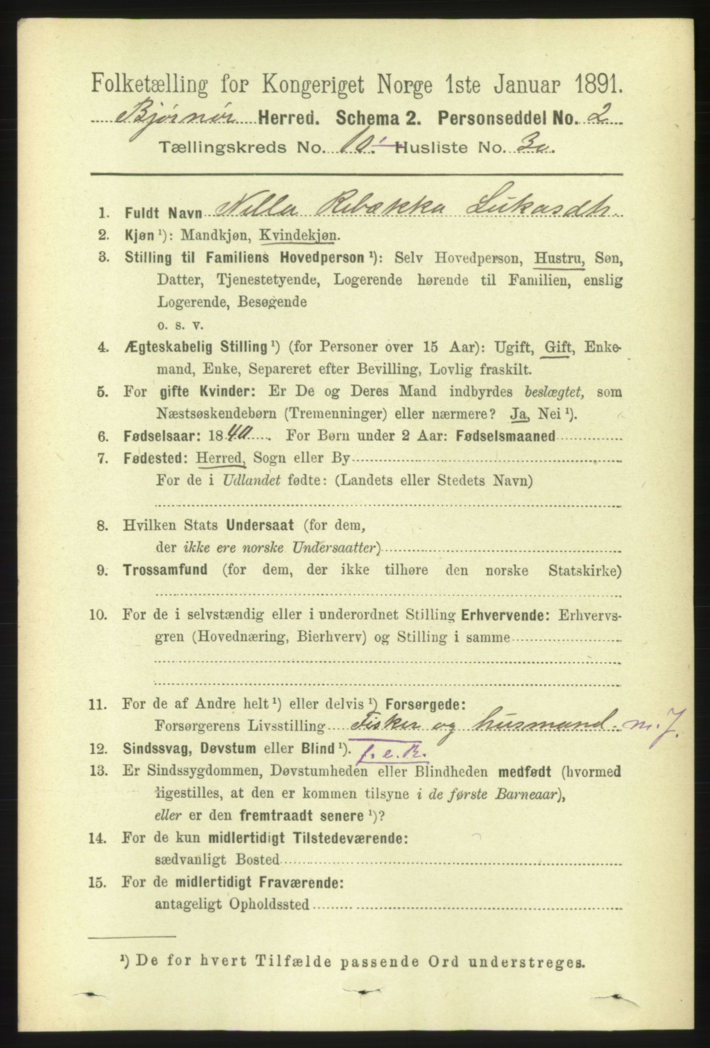 RA, 1891 census for 1632 Bjørnør, 1891, p. 4339