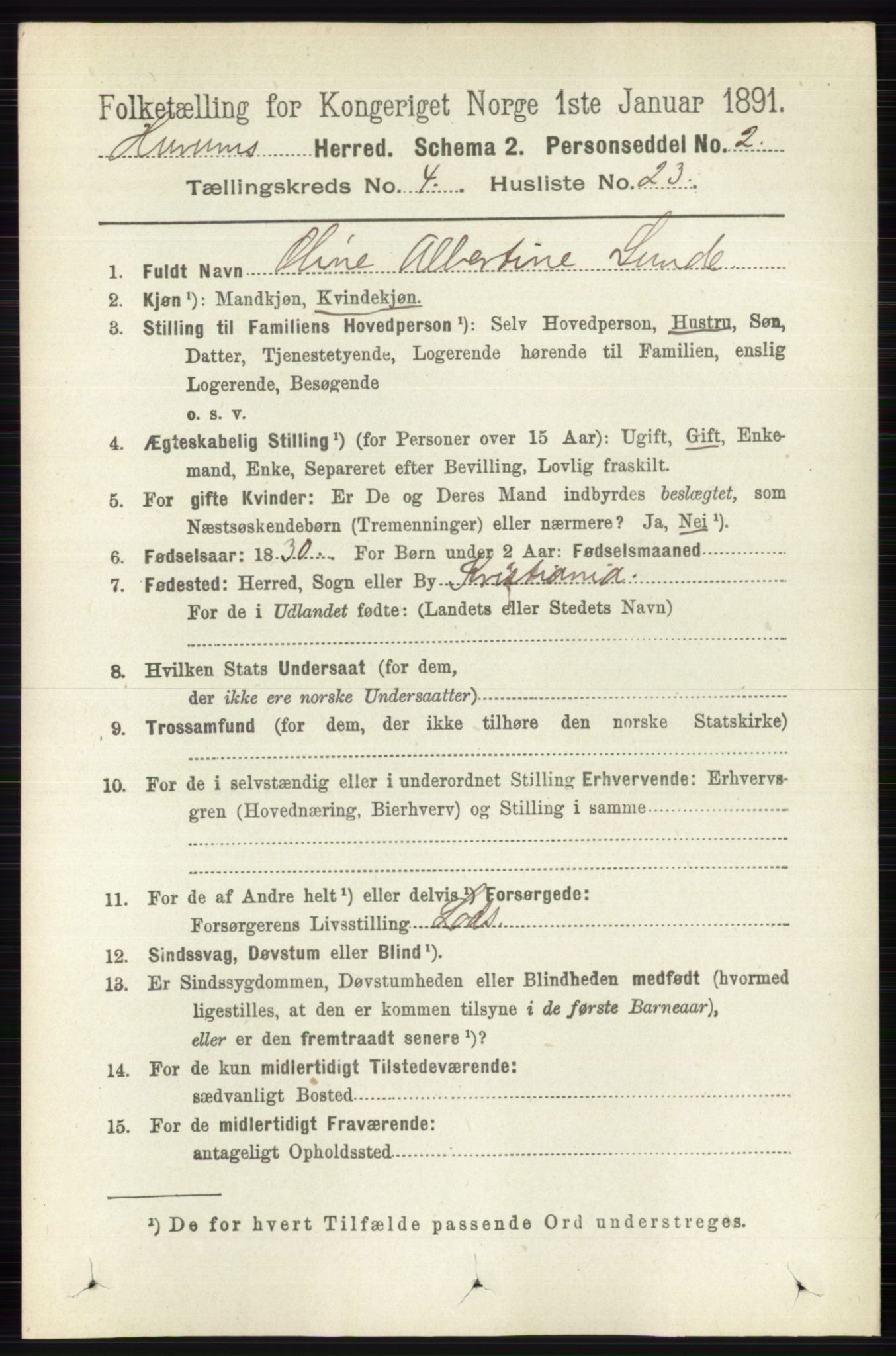 RA, 1891 census for 0628 Hurum, 1891, p. 1257