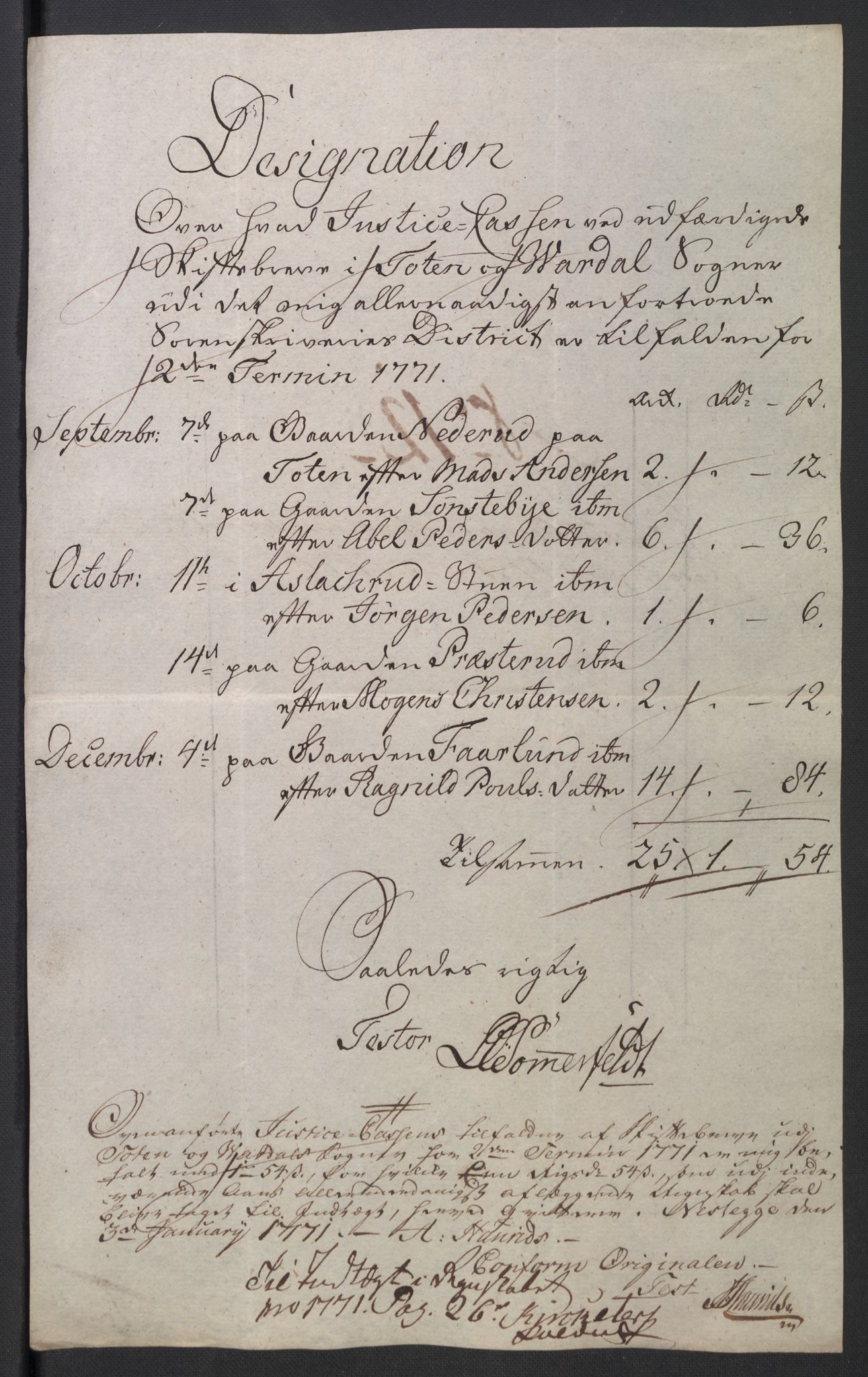 Rentekammeret inntil 1814, Reviderte regnskaper, Mindre regnskaper, AV/RA-EA-4068/Rb/L0014: Opplands amt, 1771-1779, p. 328