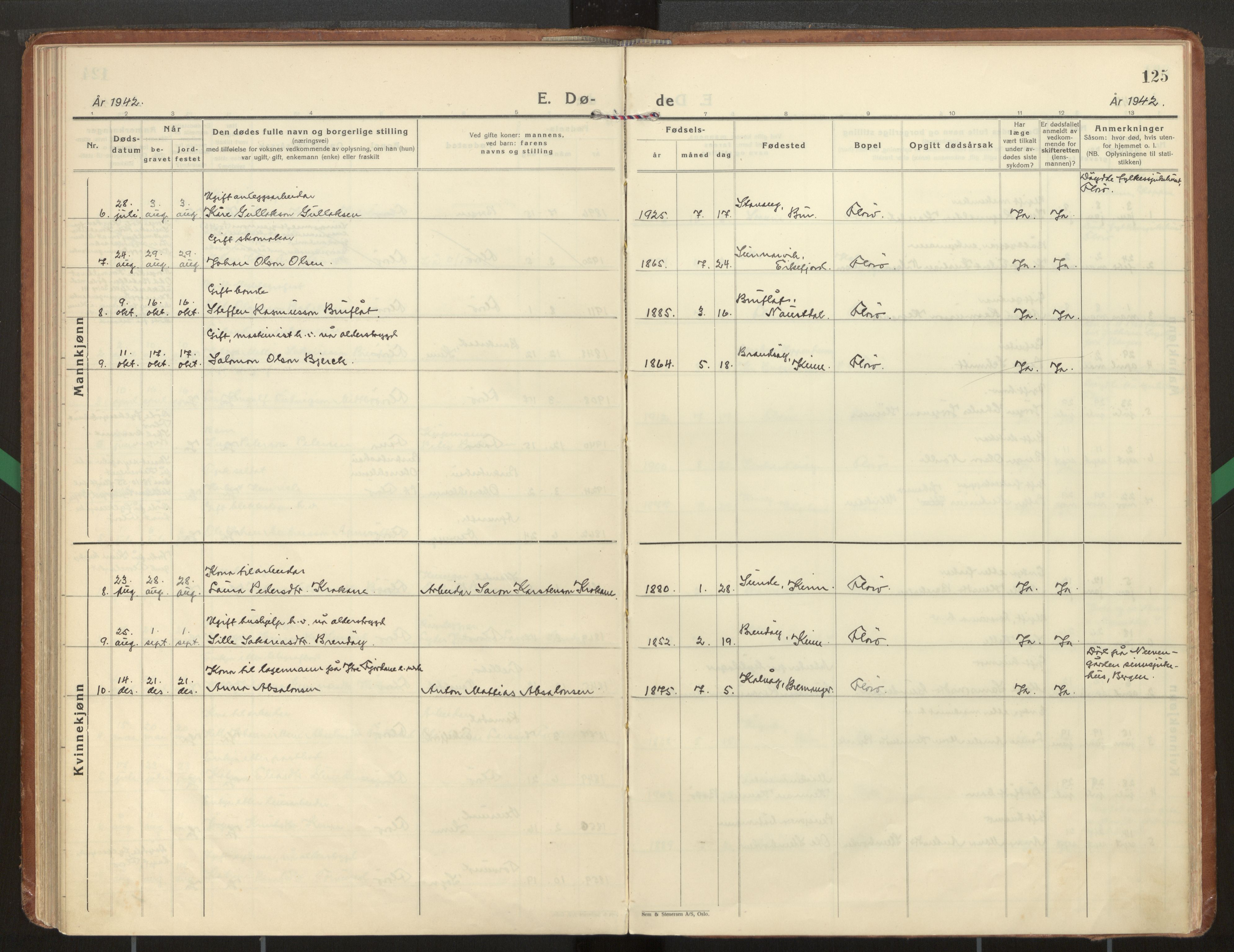 Kinn sokneprestembete, AV/SAB-A-80801/H/Haa/Haac/L0004: Parish register (official) no. C 4, 1935-1947, p. 125