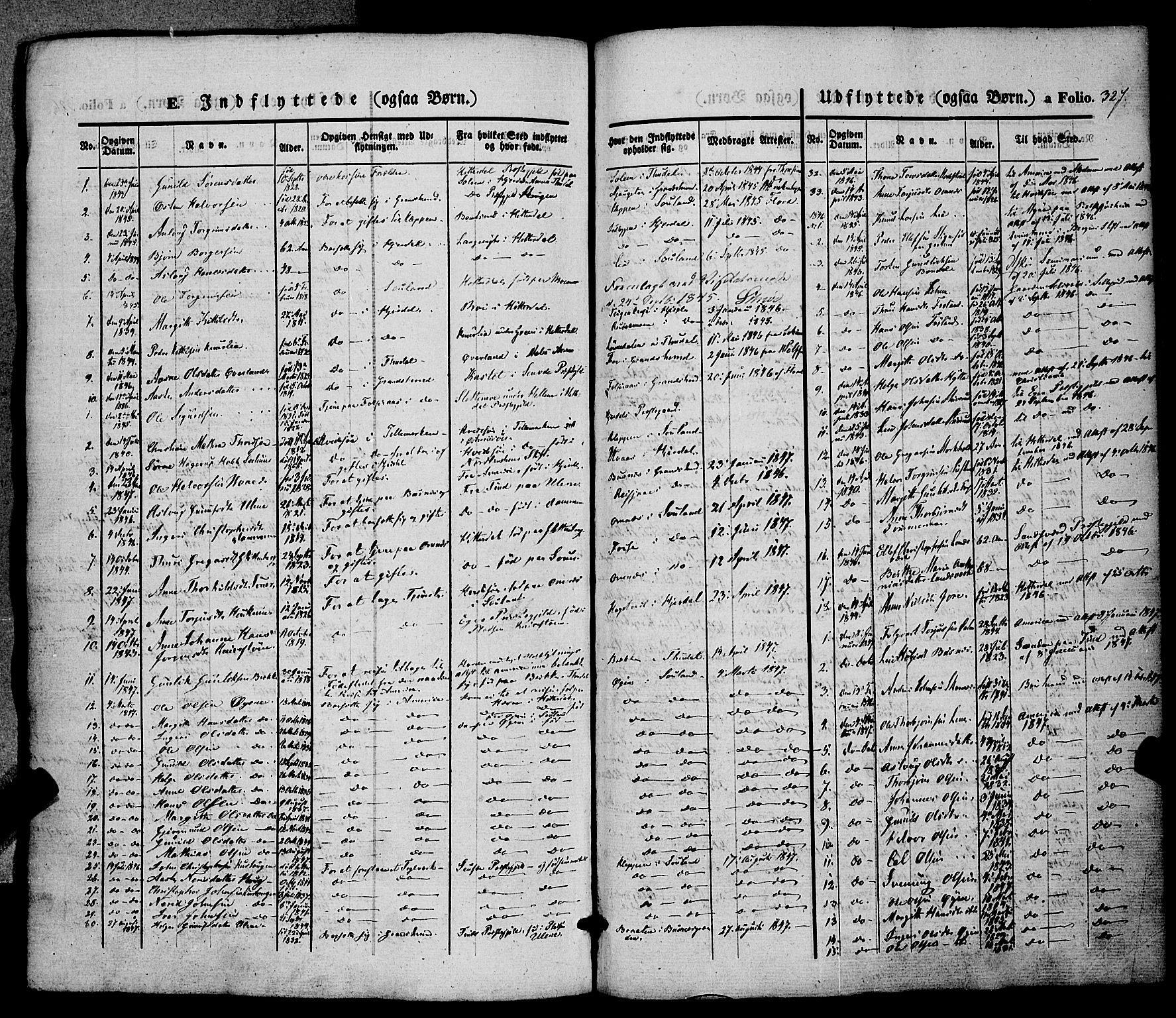 Hjartdal kirkebøker, SAKO/A-270/F/Fa/L0008: Parish register (official) no. I 8, 1844-1859, p. 327
