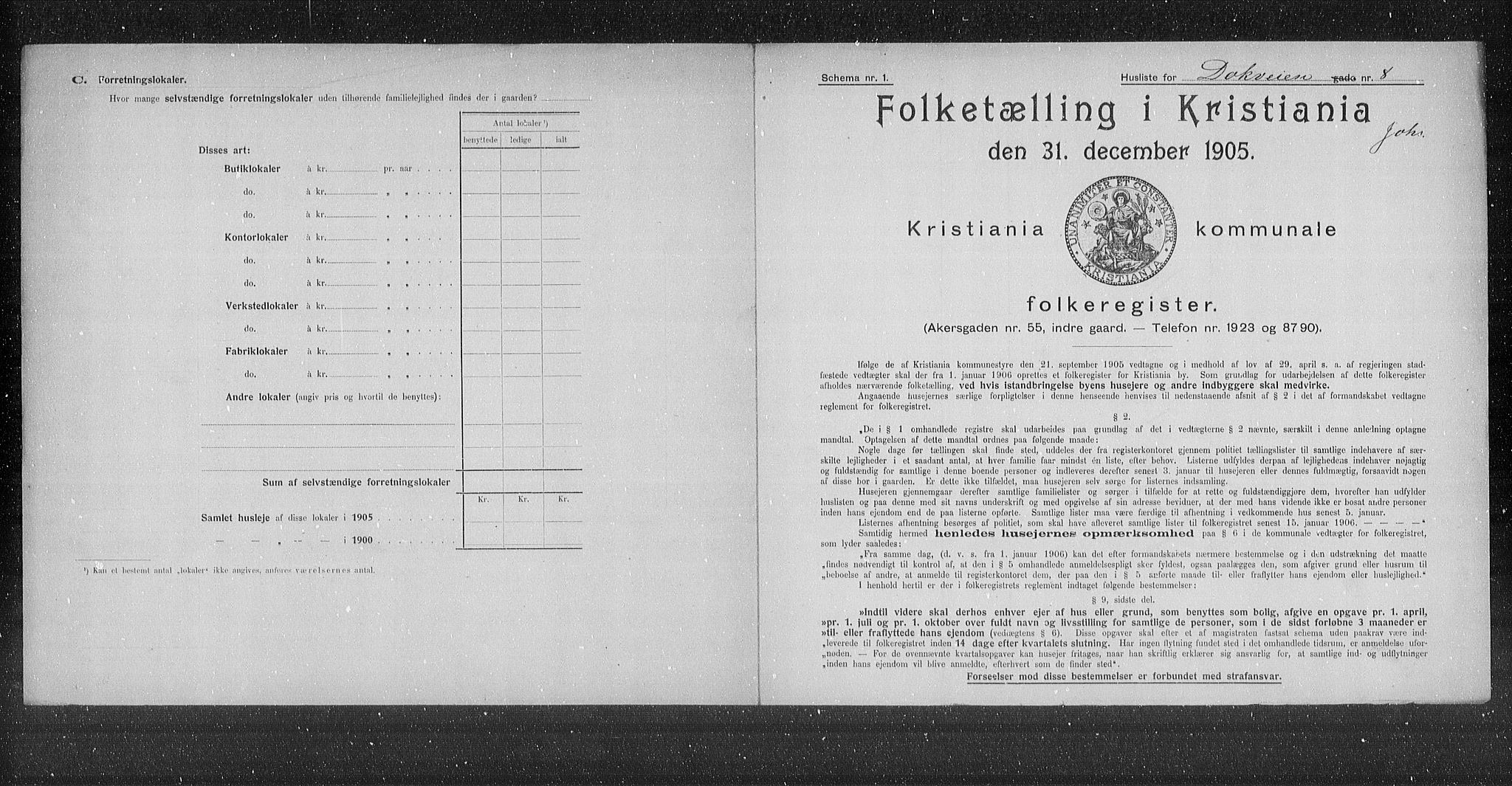 OBA, Municipal Census 1905 for Kristiania, 1905, p. 8233