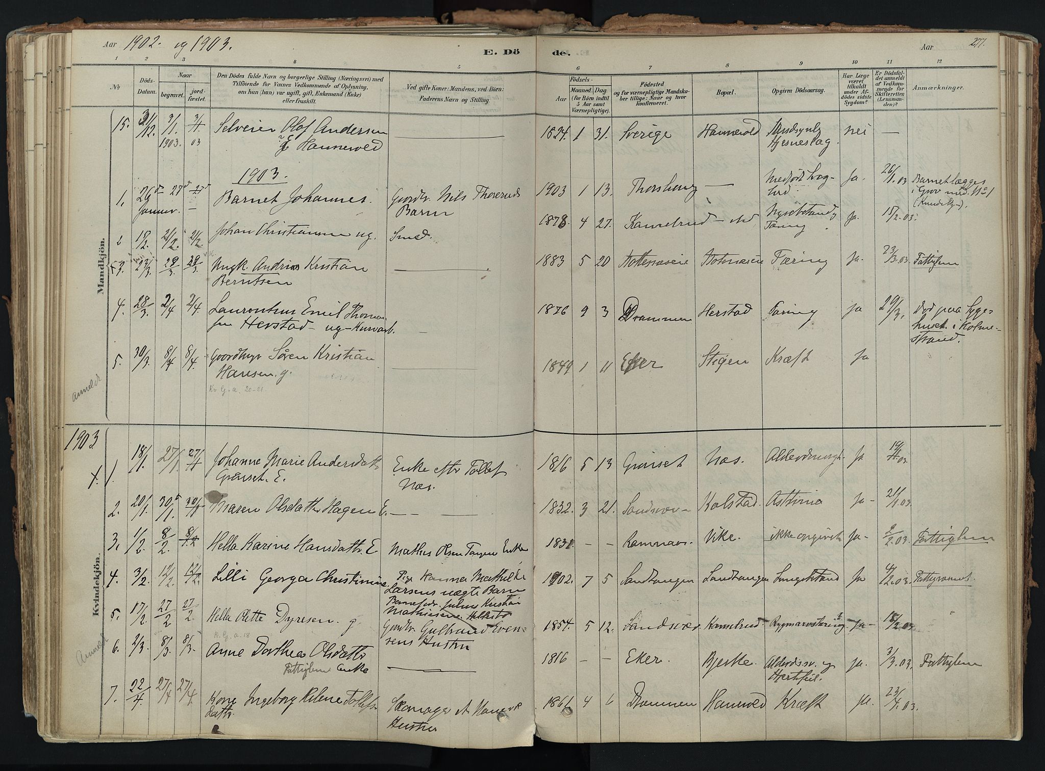 Hof kirkebøker, AV/SAKO-A-64/F/Fa/L0007: Parish register (official) no. I 7, 1878-1940, p. 277