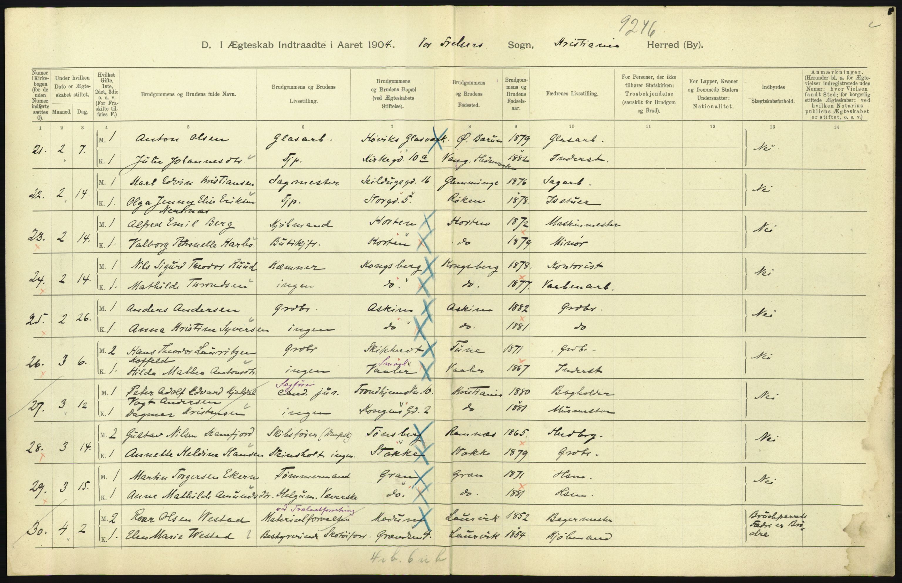 Statistisk sentralbyrå, Sosiodemografiske emner, Befolkning, AV/RA-S-2228/D/Df/Dfa/Dfab/L0004: Kristiania: Gifte, døde, 1904, p. 229