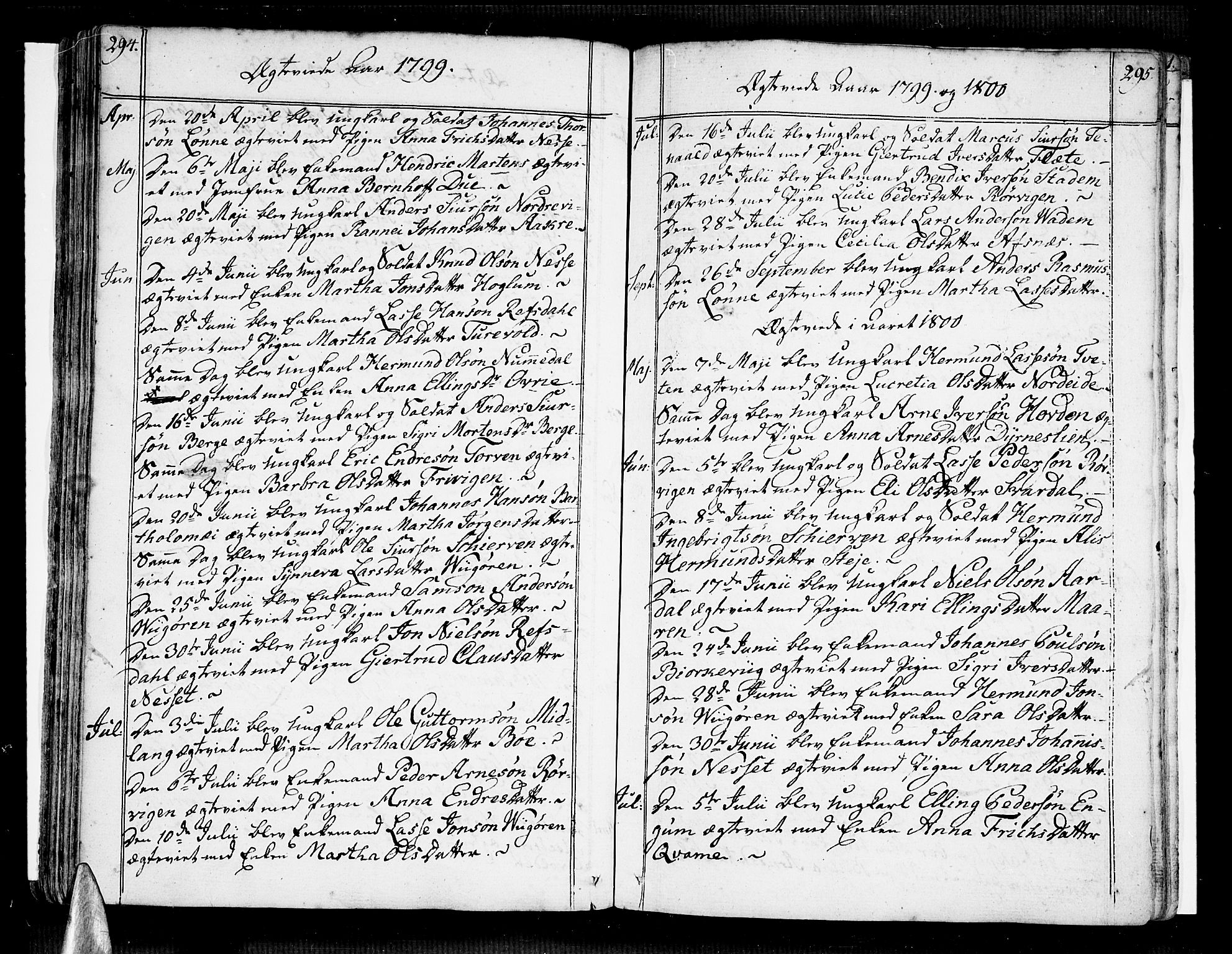 Vik sokneprestembete, SAB/A-81501: Parish register (official) no. A 5, 1787-1820, p. 294-295