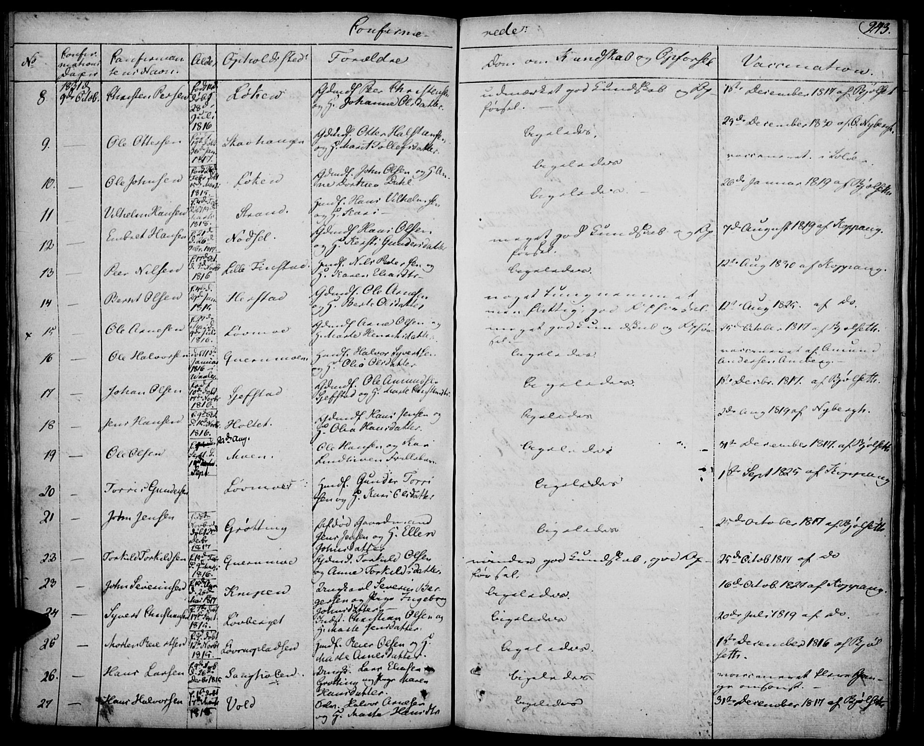 Elverum prestekontor, AV/SAH-PREST-044/H/Ha/Haa/L0008: Parish register (official) no. 8, 1830-1842, p. 243