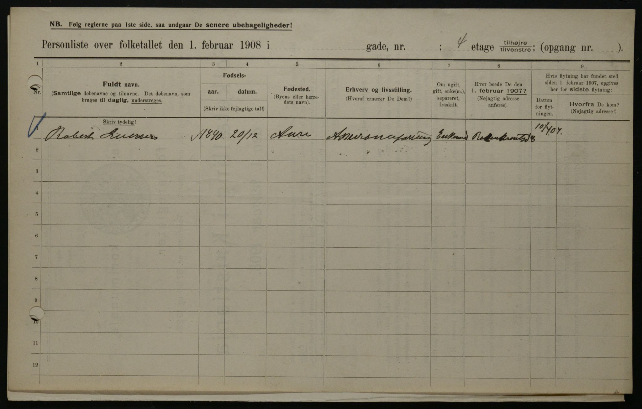 OBA, Municipal Census 1908 for Kristiania, 1908, p. 5161